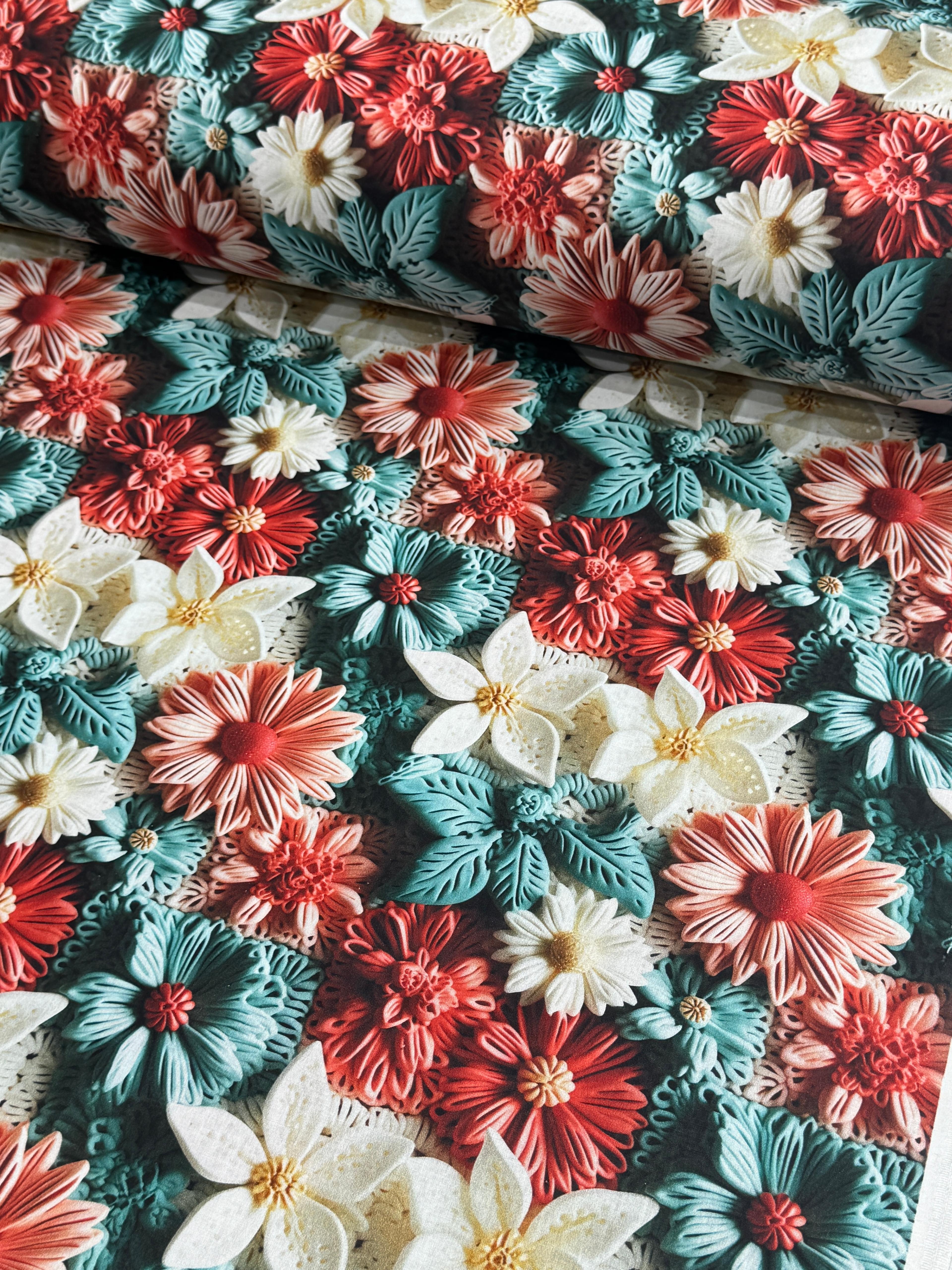 Çiçek Bahçesi 5D Digital Poplin Kumaş