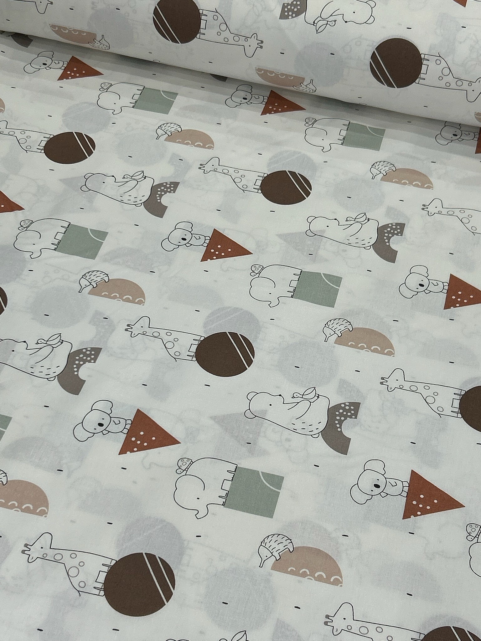 Kahverengi Minik Safari Poplin Kumaş