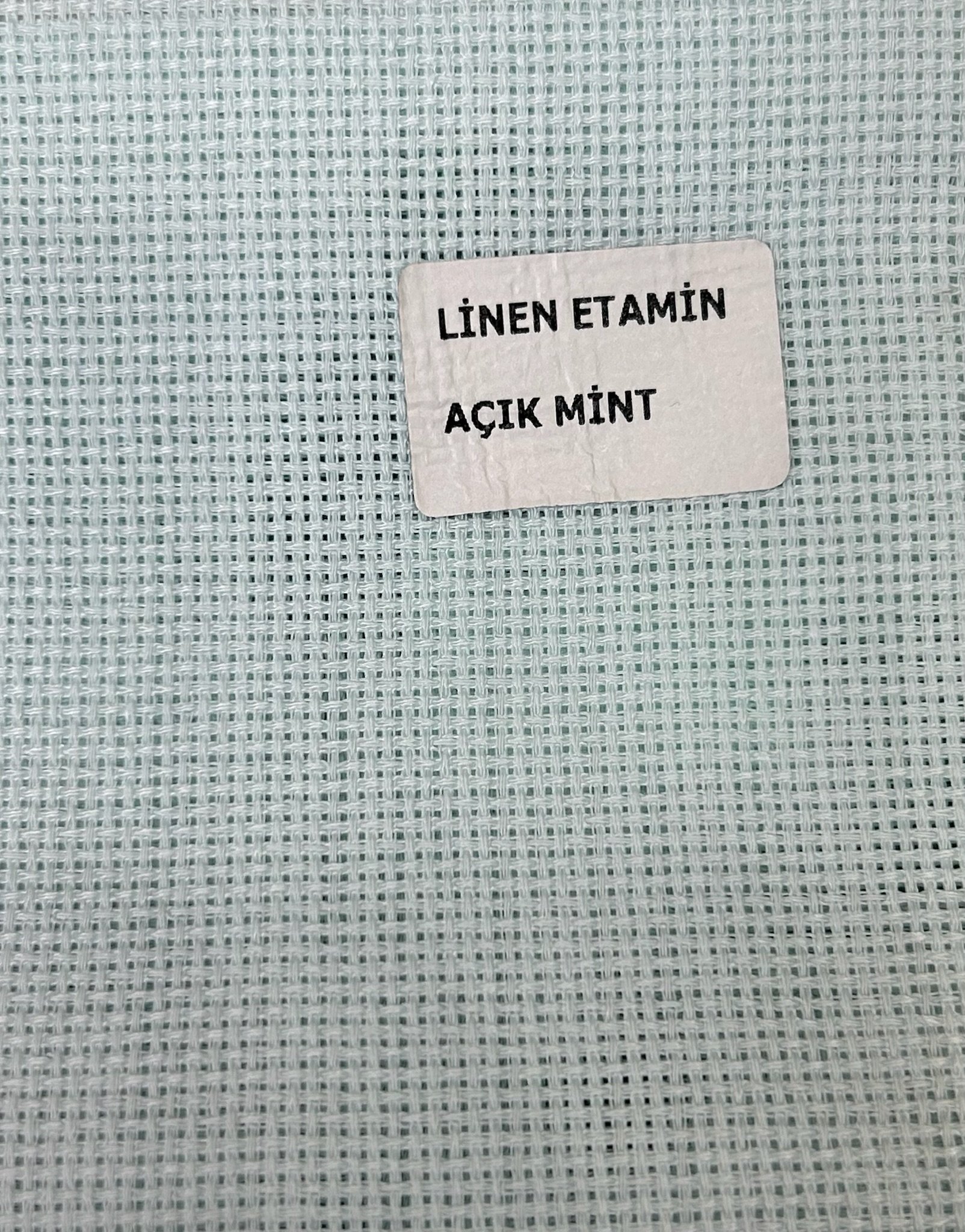 Düz Linen Etamin Masa Örtülük Kumaş - Açık Mint