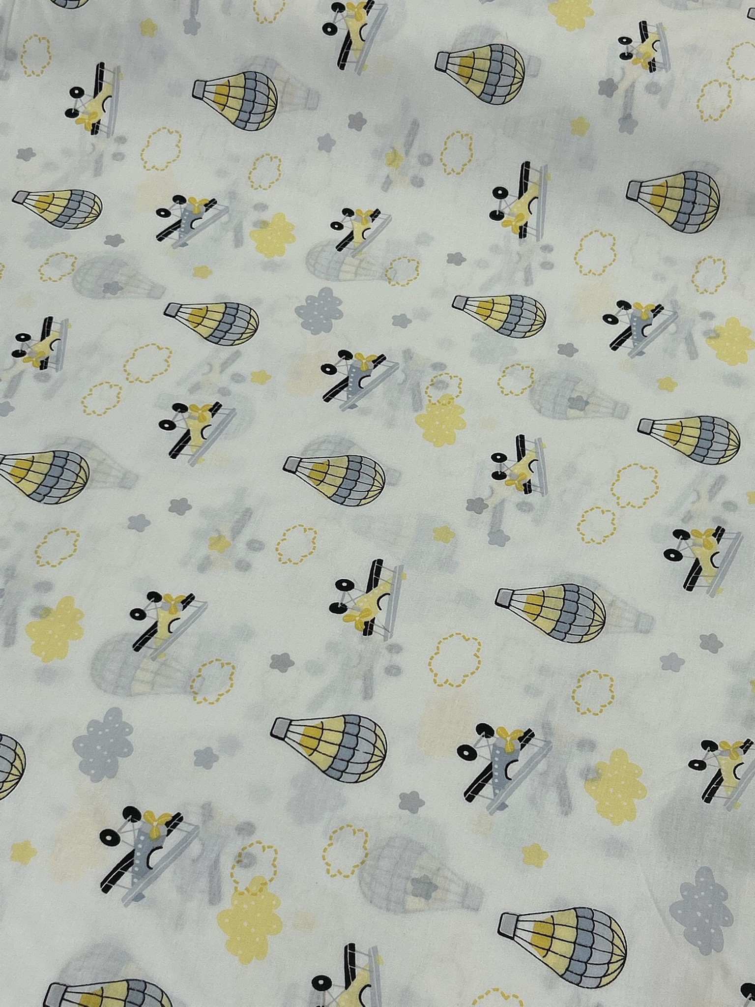Sarı Balon ve Planör Poplin Kumaş
