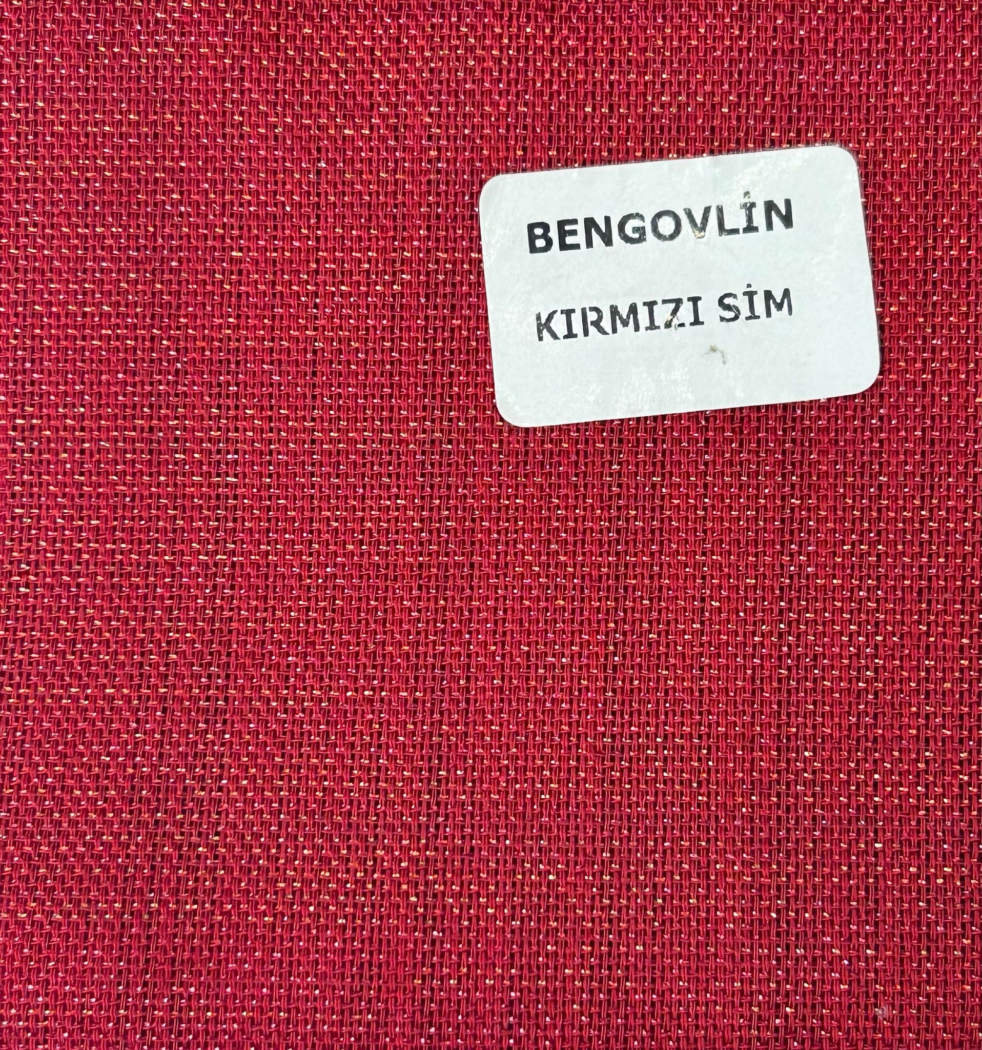 Simli Bengovlin Masa Örtülük Kumaş - Kırmızı