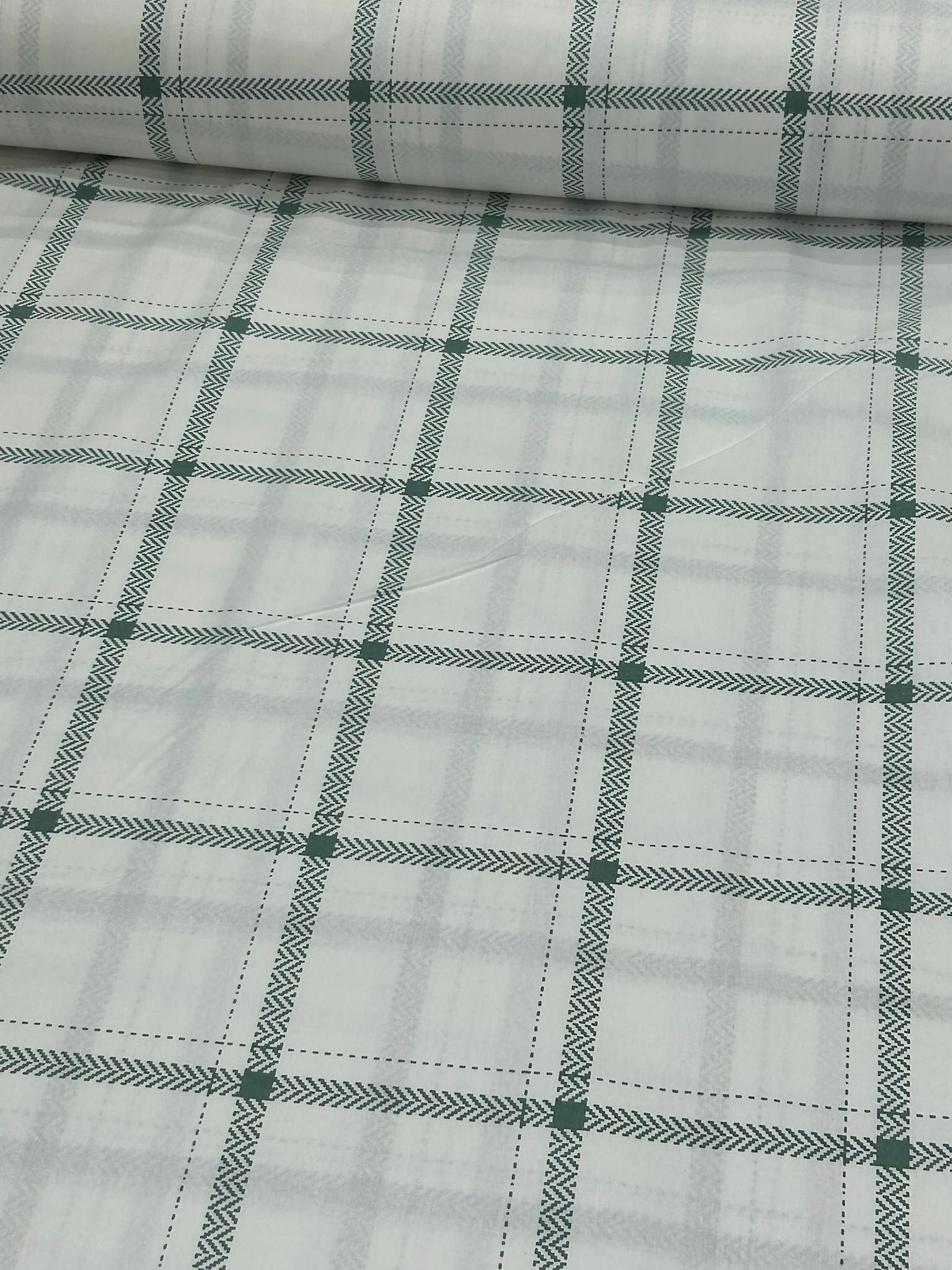 Yeşil İngiliz Ekose Poplin Kumaş