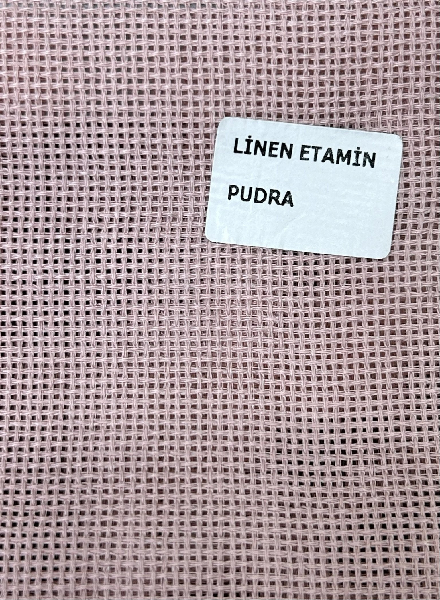 Düz Linen Etamin Masa Örtülük Kumaş - Pudra