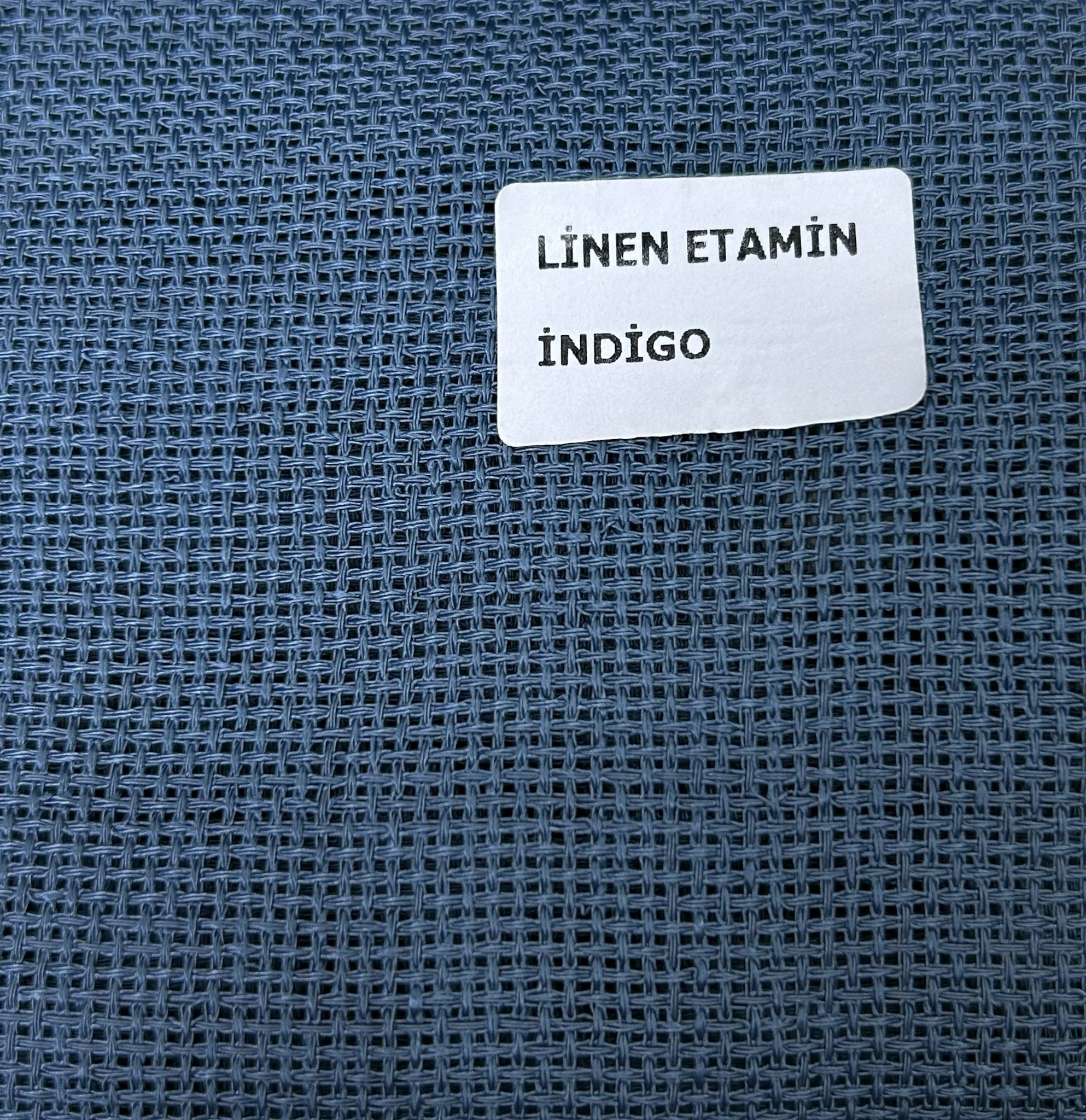 Düz Linen Etamin Masa Örtülük Kumaş - Indigo