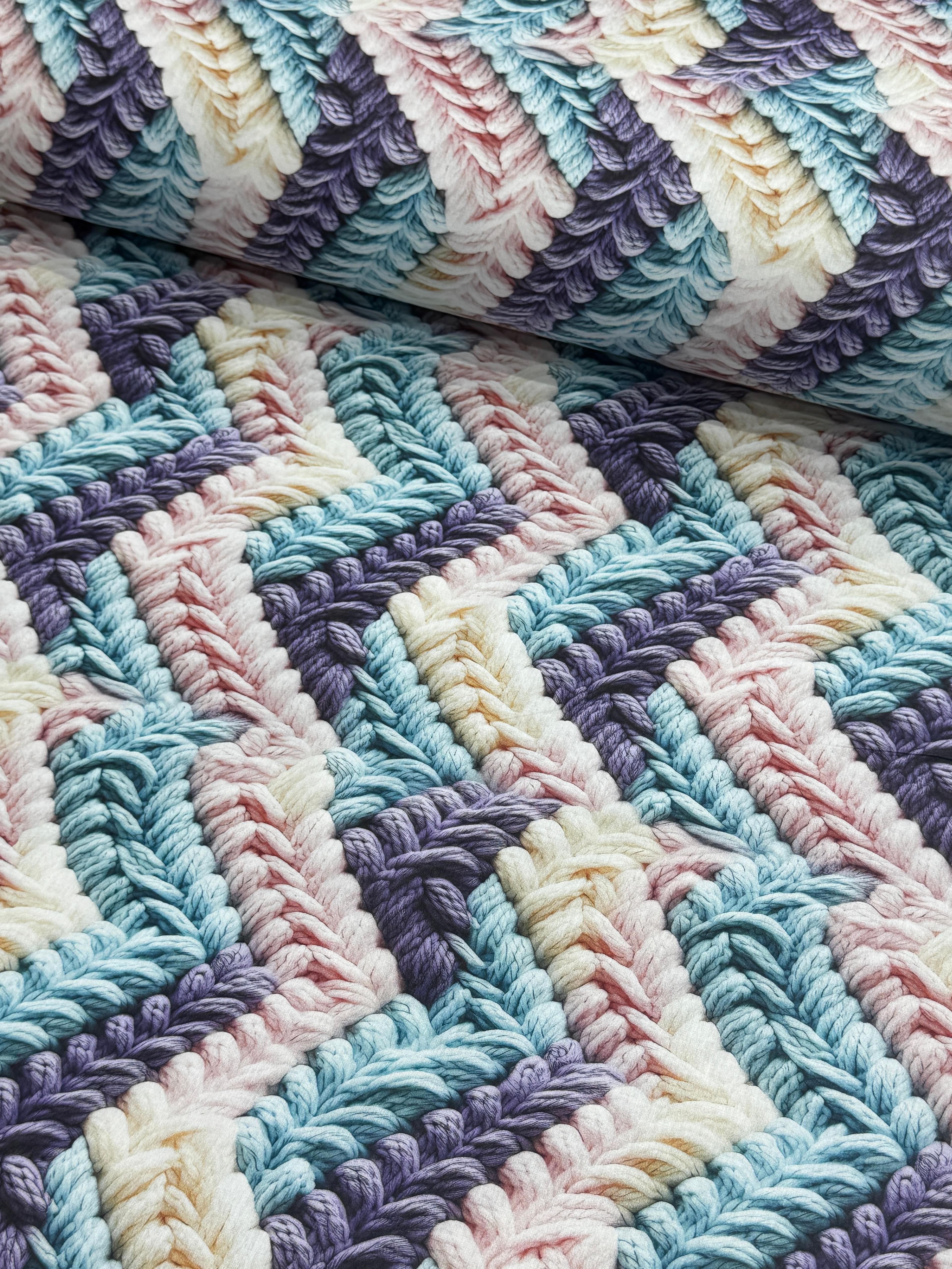 Pastel Örgü 5D Digital Poplin Kumaş