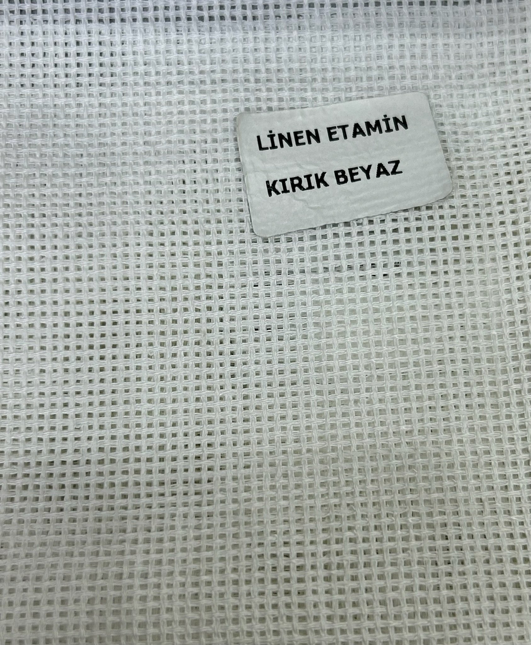 Düz Linen Etamin Masa Örtülük Kumaş - Kırık Beyaz
