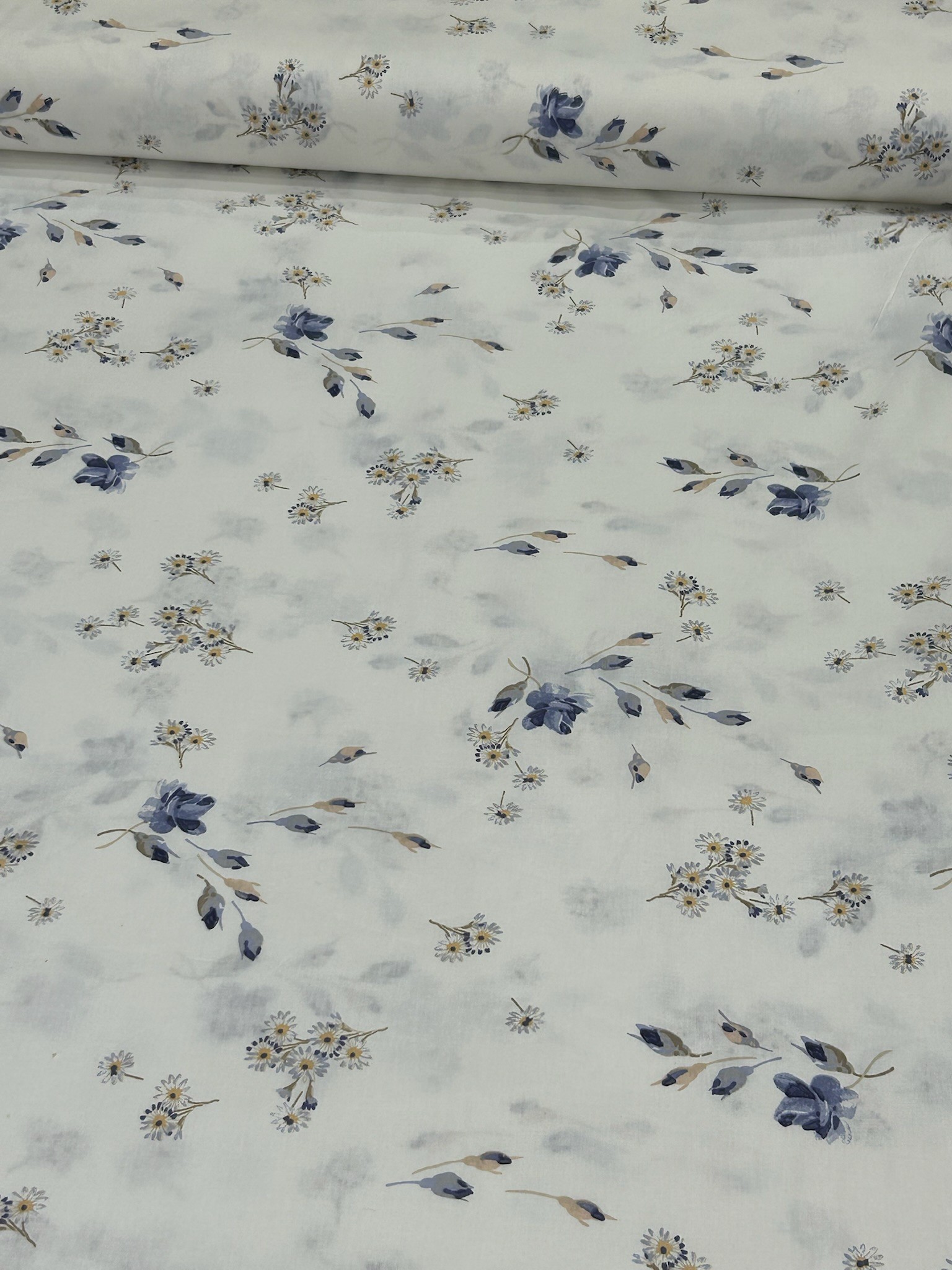 Mavi Blosselle Poplin Kumaş