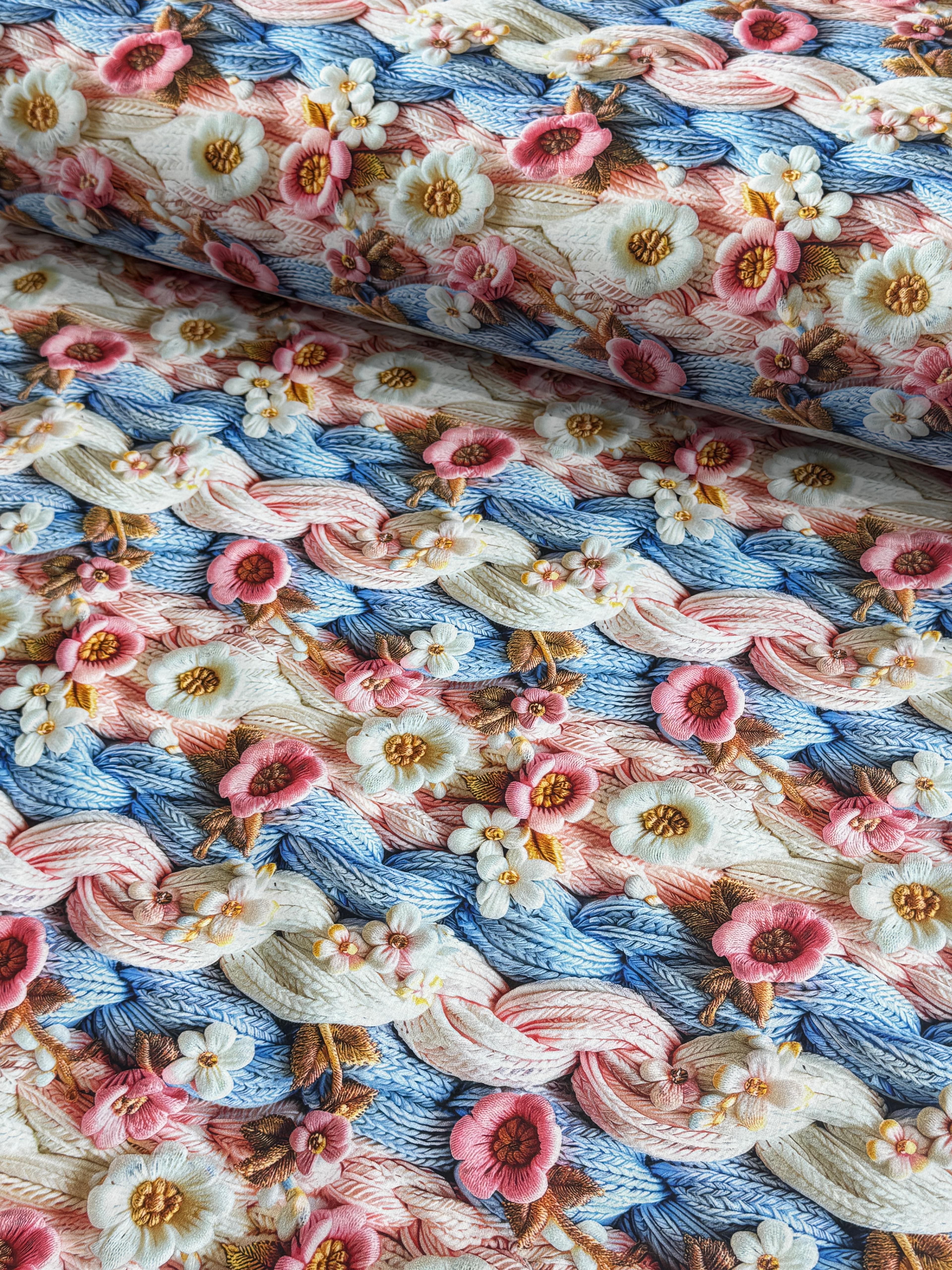 Romantik Örgü 5D Digital Poplin Kumaş