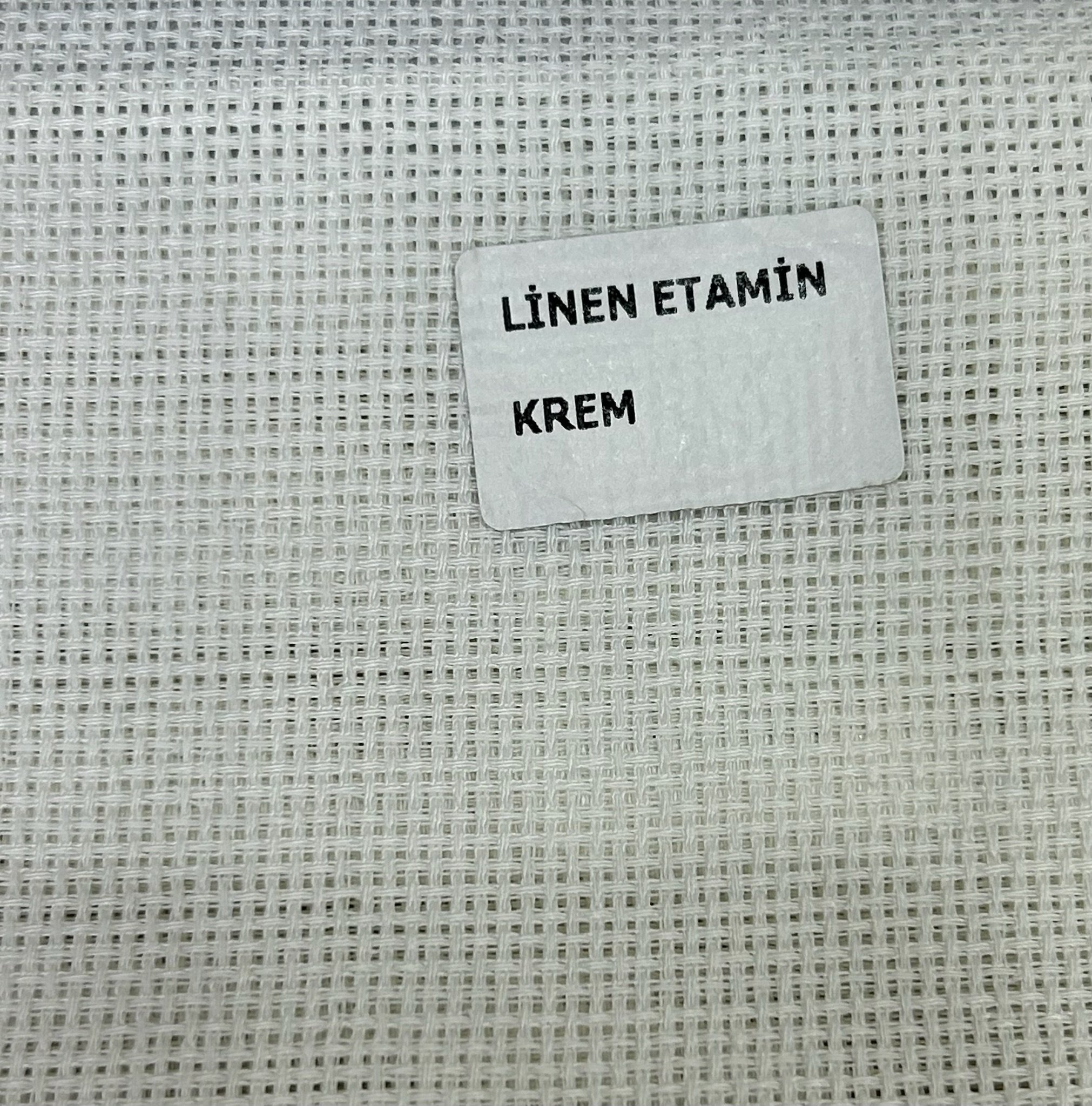 Düz Linen Etamin Masa Örtülük Kumaş - Krem
