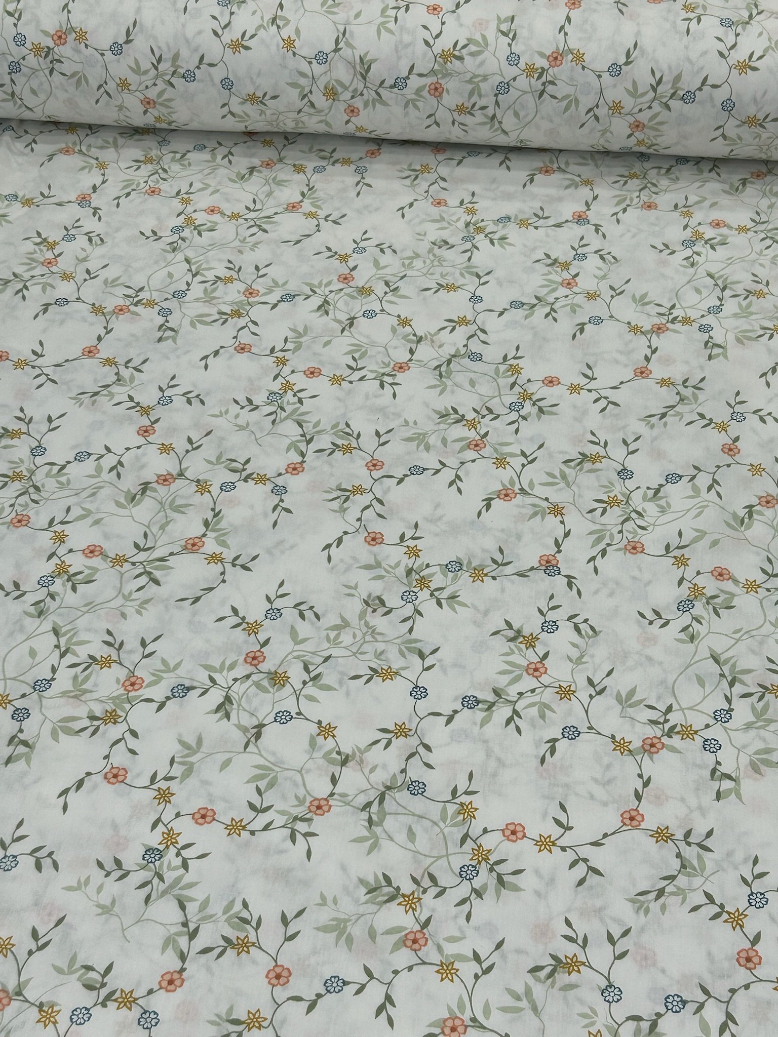 Yeşil Floretta Poplin Kumaş