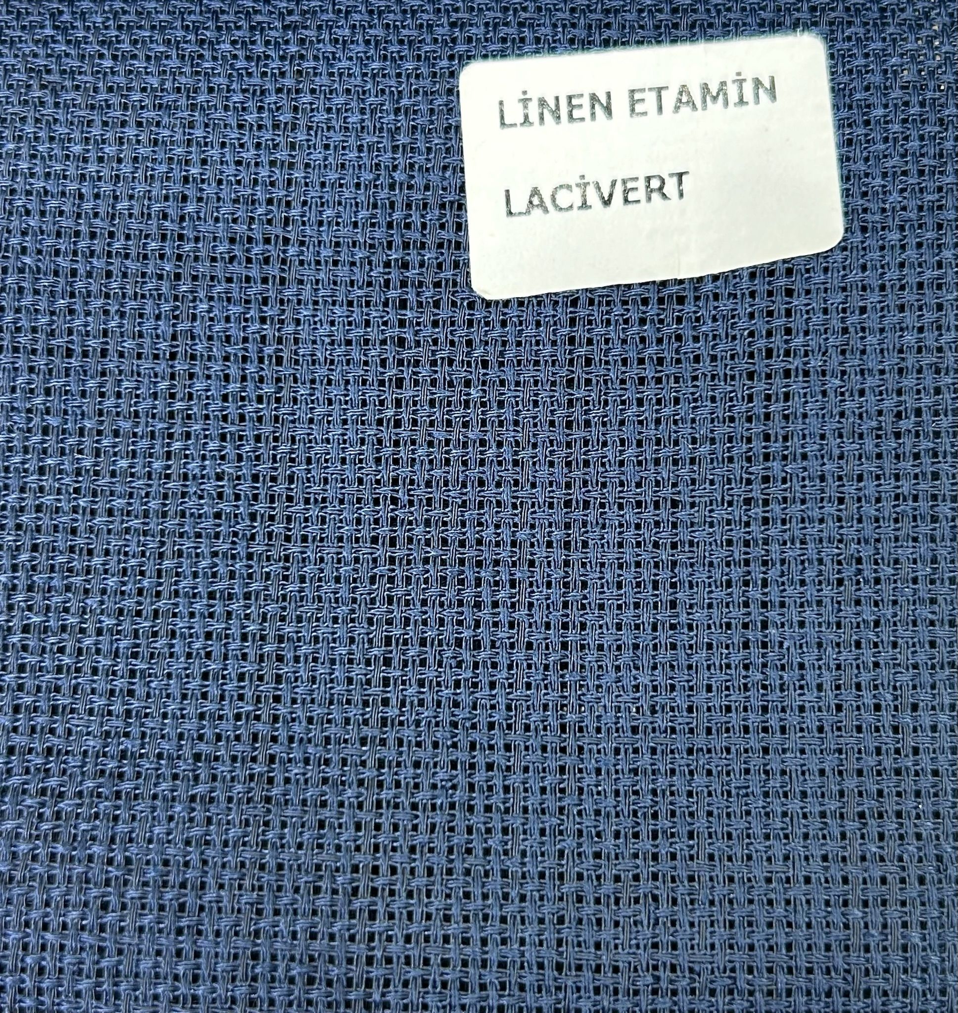 Düz Linen Etamin Masa Örtülük Kumaş - Lacivert
