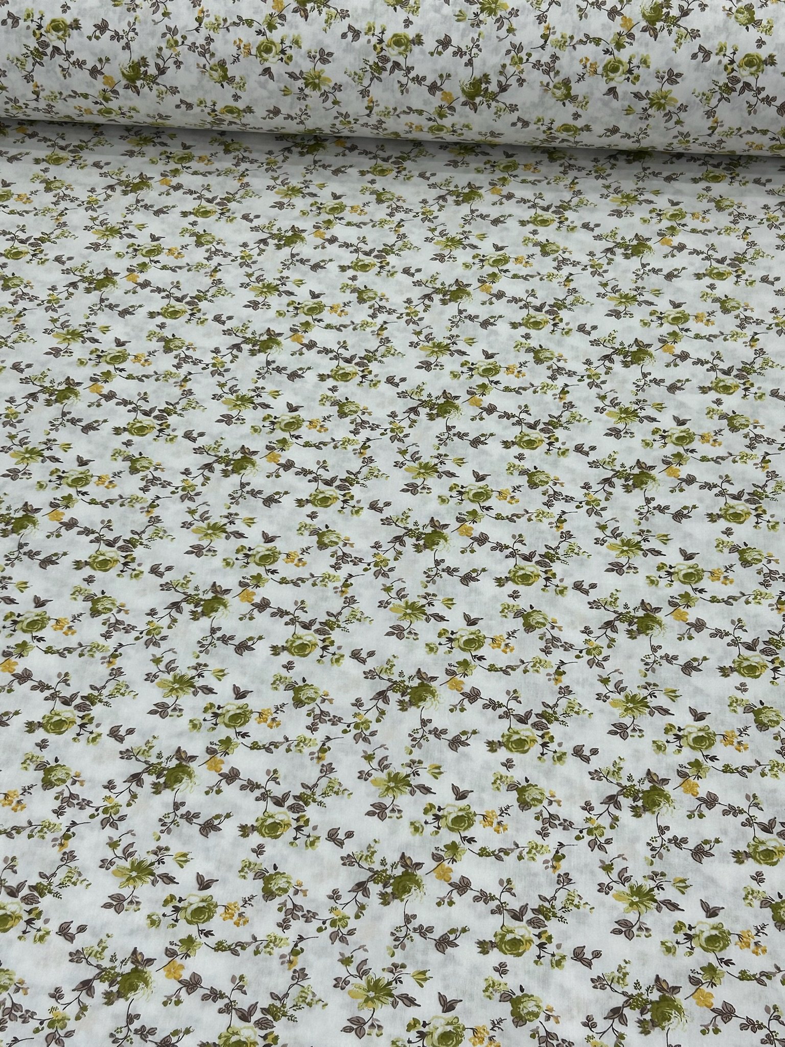 Yeşil Vintage Vine Poplin Kumaş