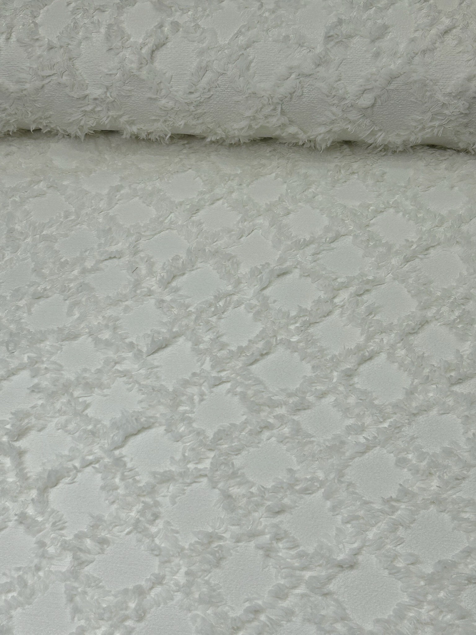 Peluş Baklava Desen Hera Pike - Krem
