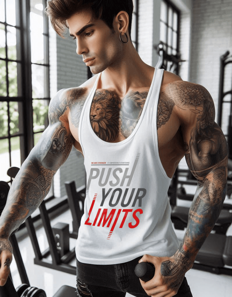 Limits Fitness Gym Tank Top Sporcu Atleti Beyaz