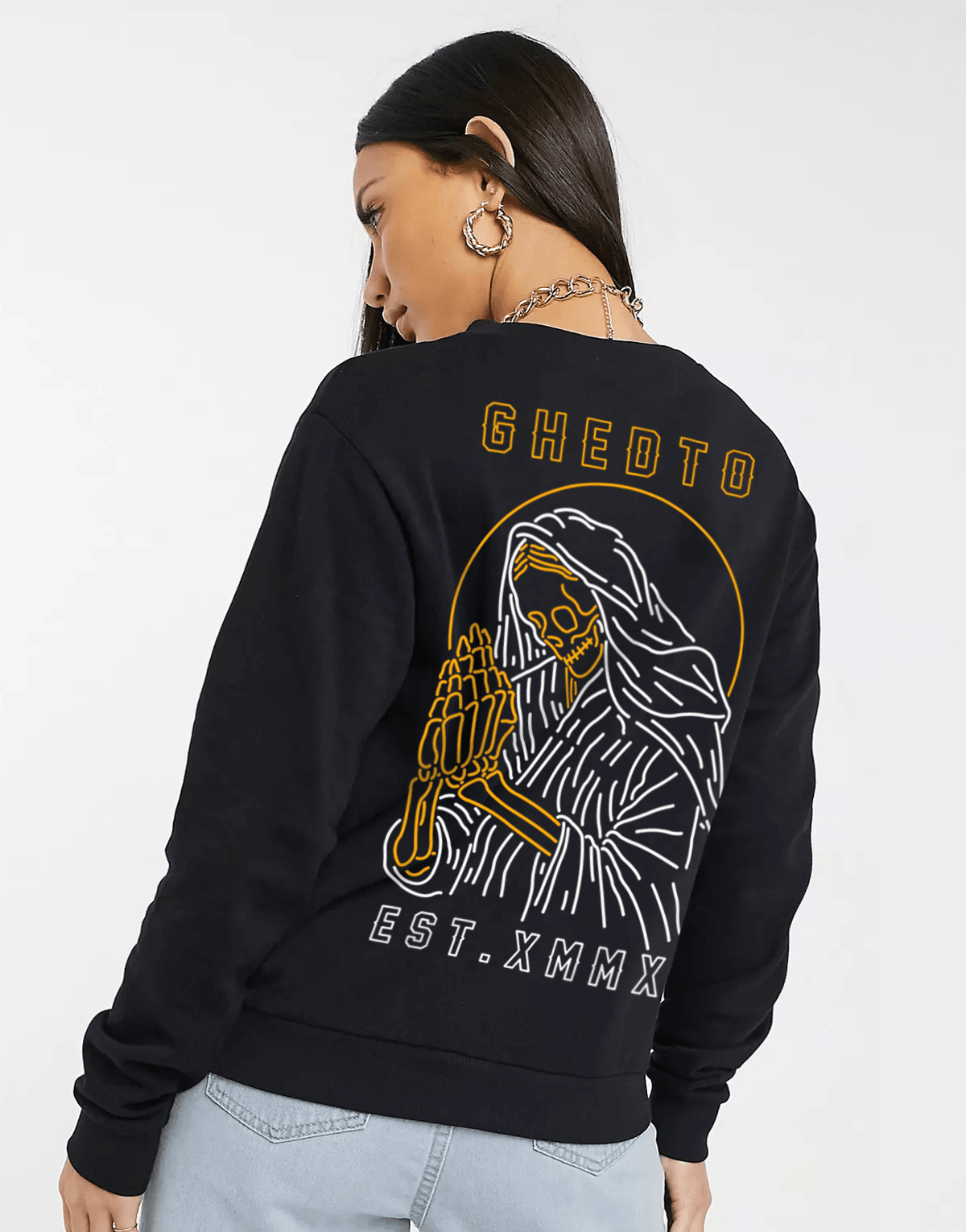 Pray Oversize Sweatshirt Siyah