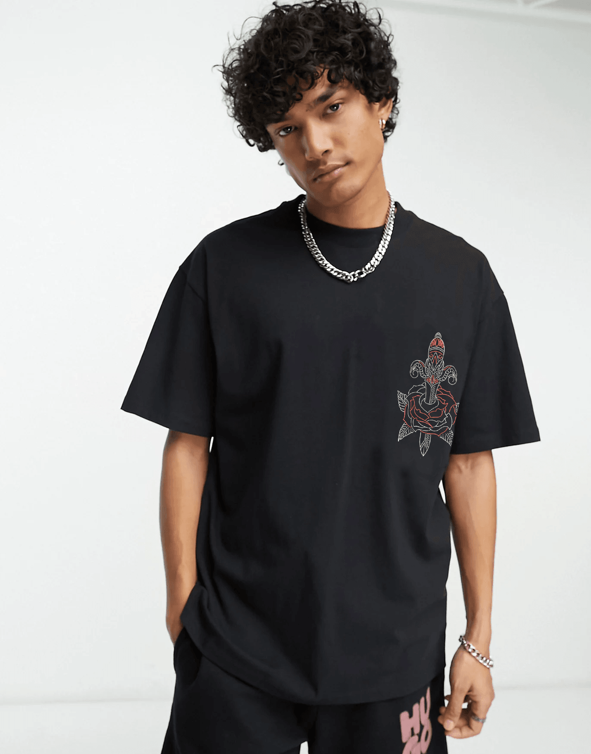 Lines Oversize T-shirt Siyah