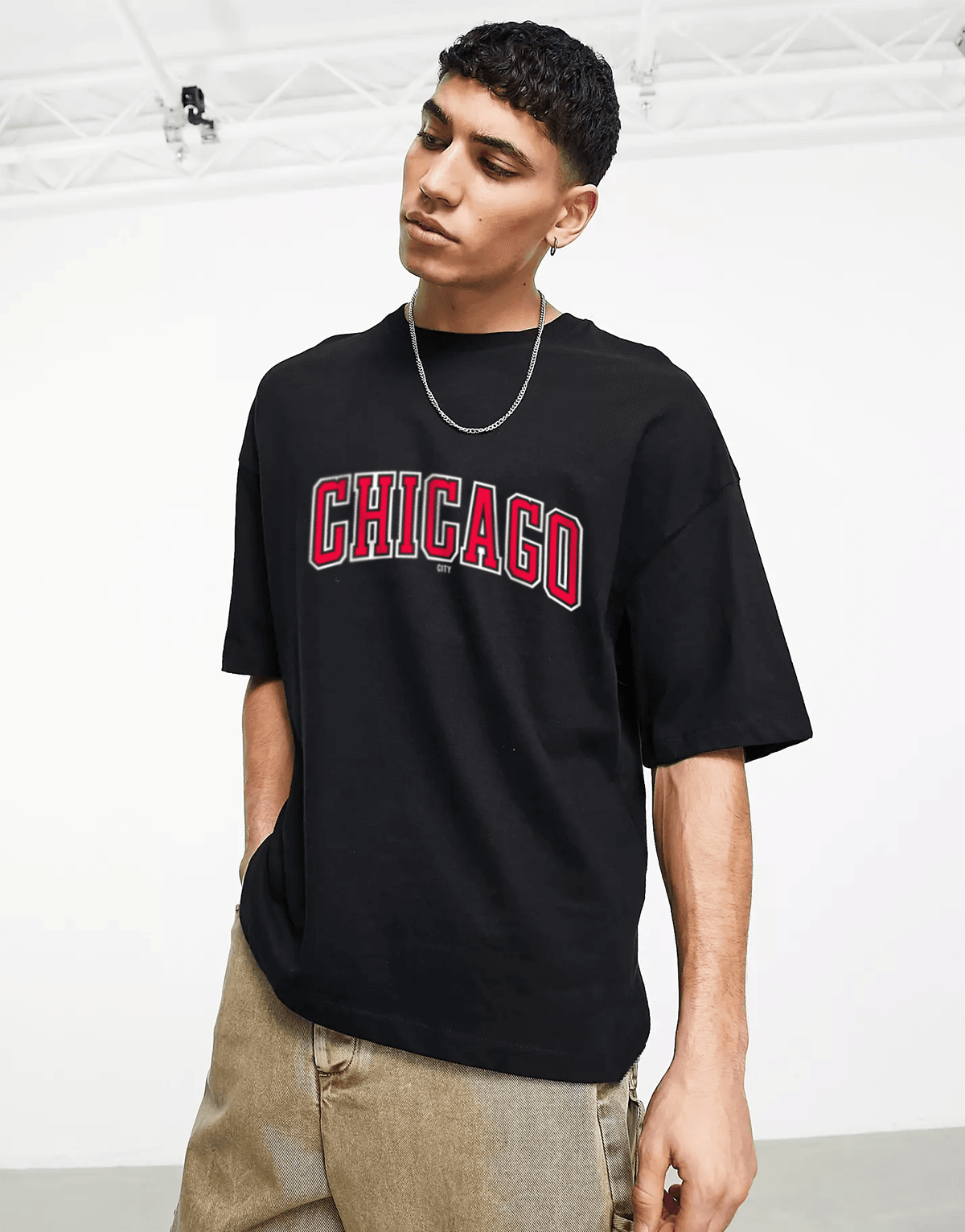 Chicago Oversize T-shirt Siyah