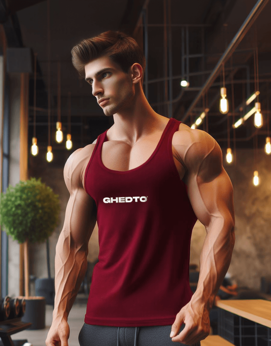 Ghedto Logo Gym Fitness Tank Top Sporcu Atleti