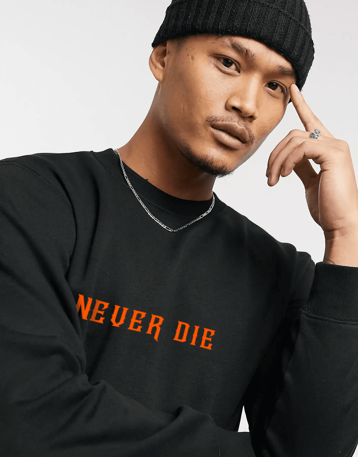 Never Die Oversize Sweatshirt Siyah