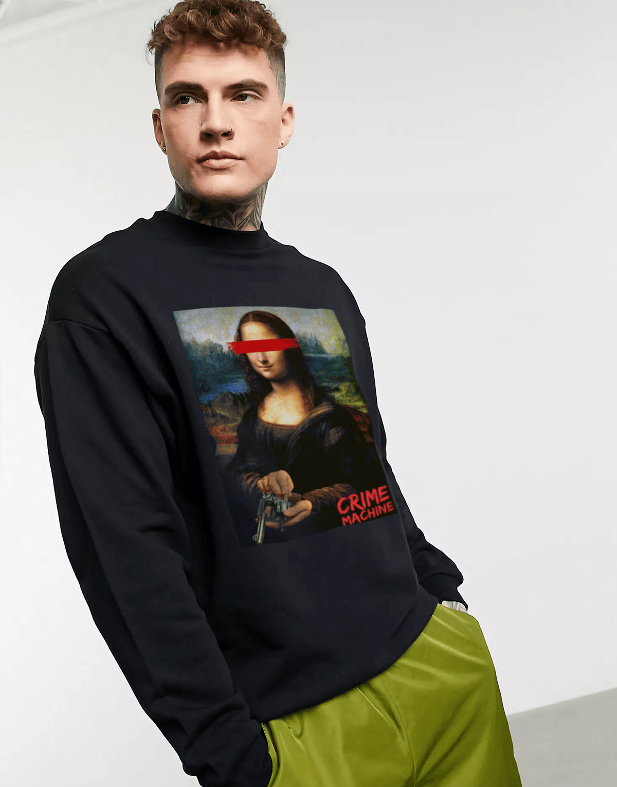 Monalisa Crime Oversize Sweatshirt Siyah