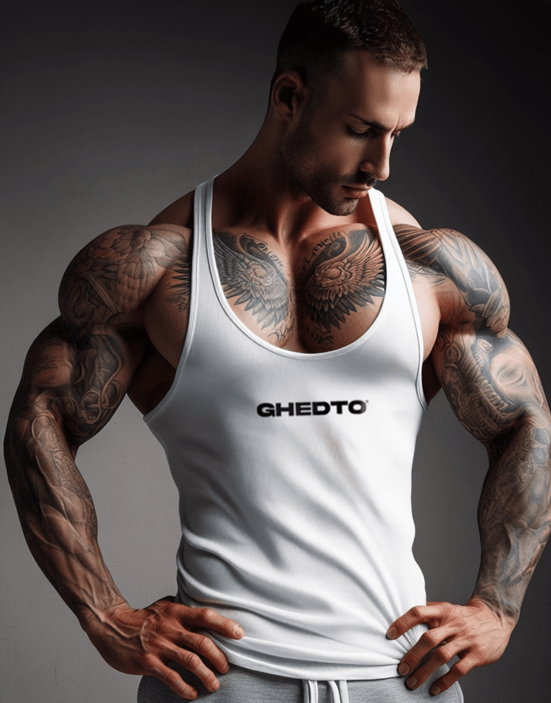 Ghedto Logo Gym Fitness Tank Top Sporcu Atleti