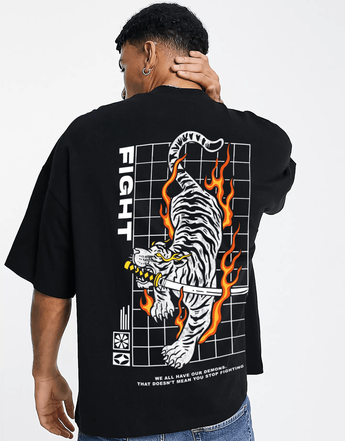 Fight Oversize T-shirt Siyah