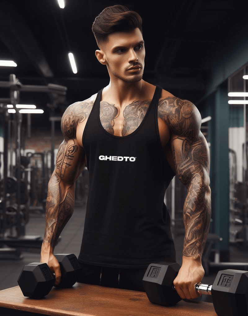 Ghedto Logo Gym Fitness Tank Top Sporcu Atleti