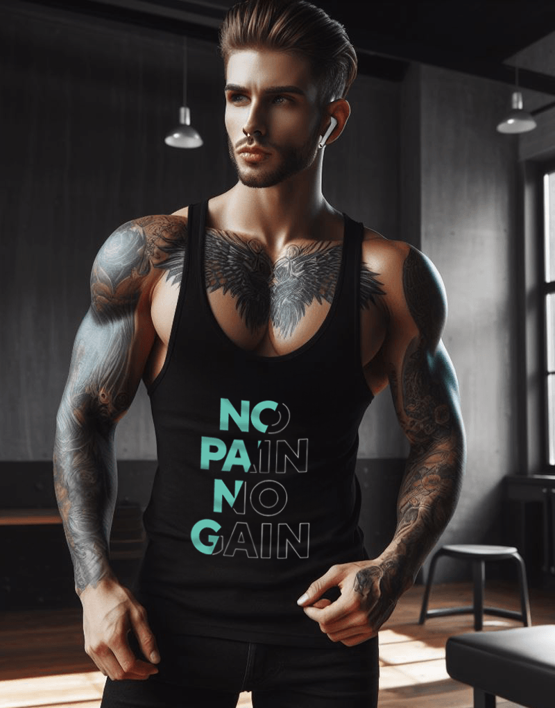 No Pain No Gain Line Fitness Gym Tank Top Sporcu Atleti