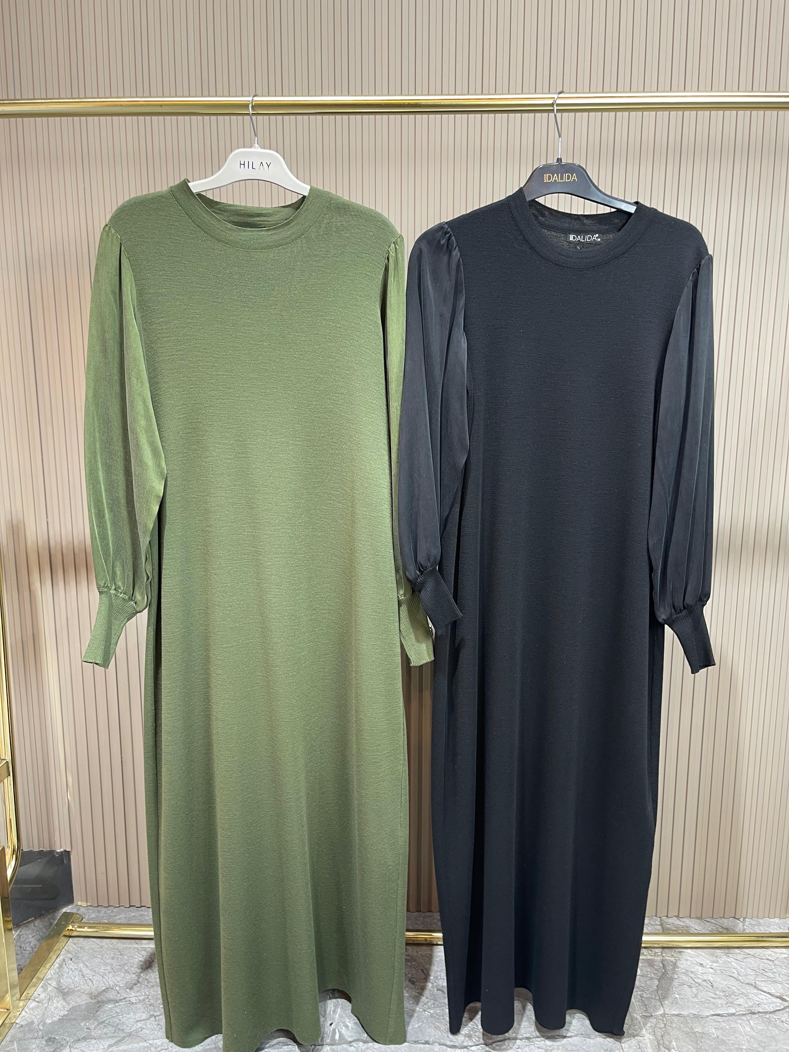 MİSS DALİDA İpek Qupro Detaylı Çelik Örme Elbise