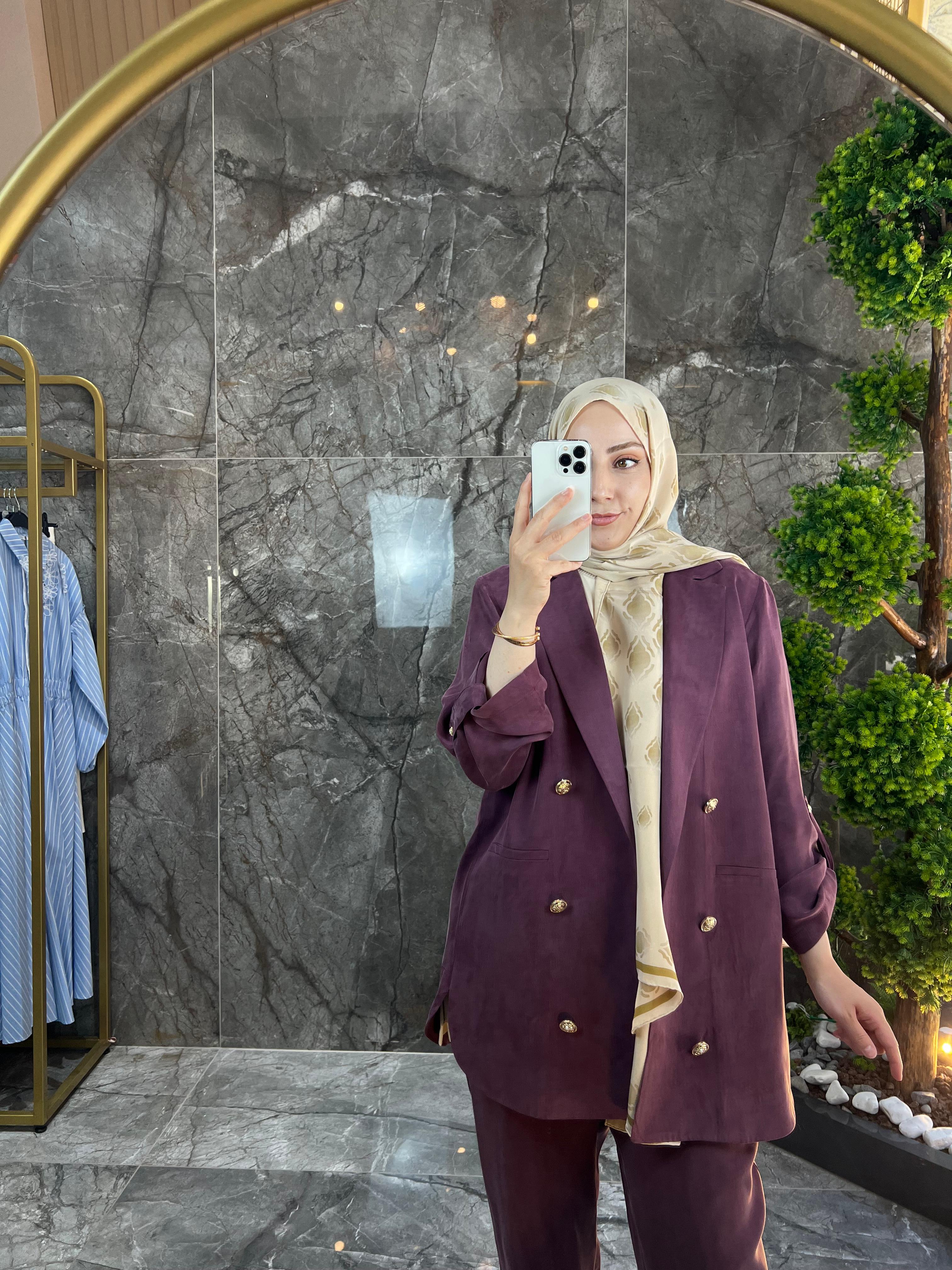 GHİSA İpek Qupro Blazer Ceketli Takım