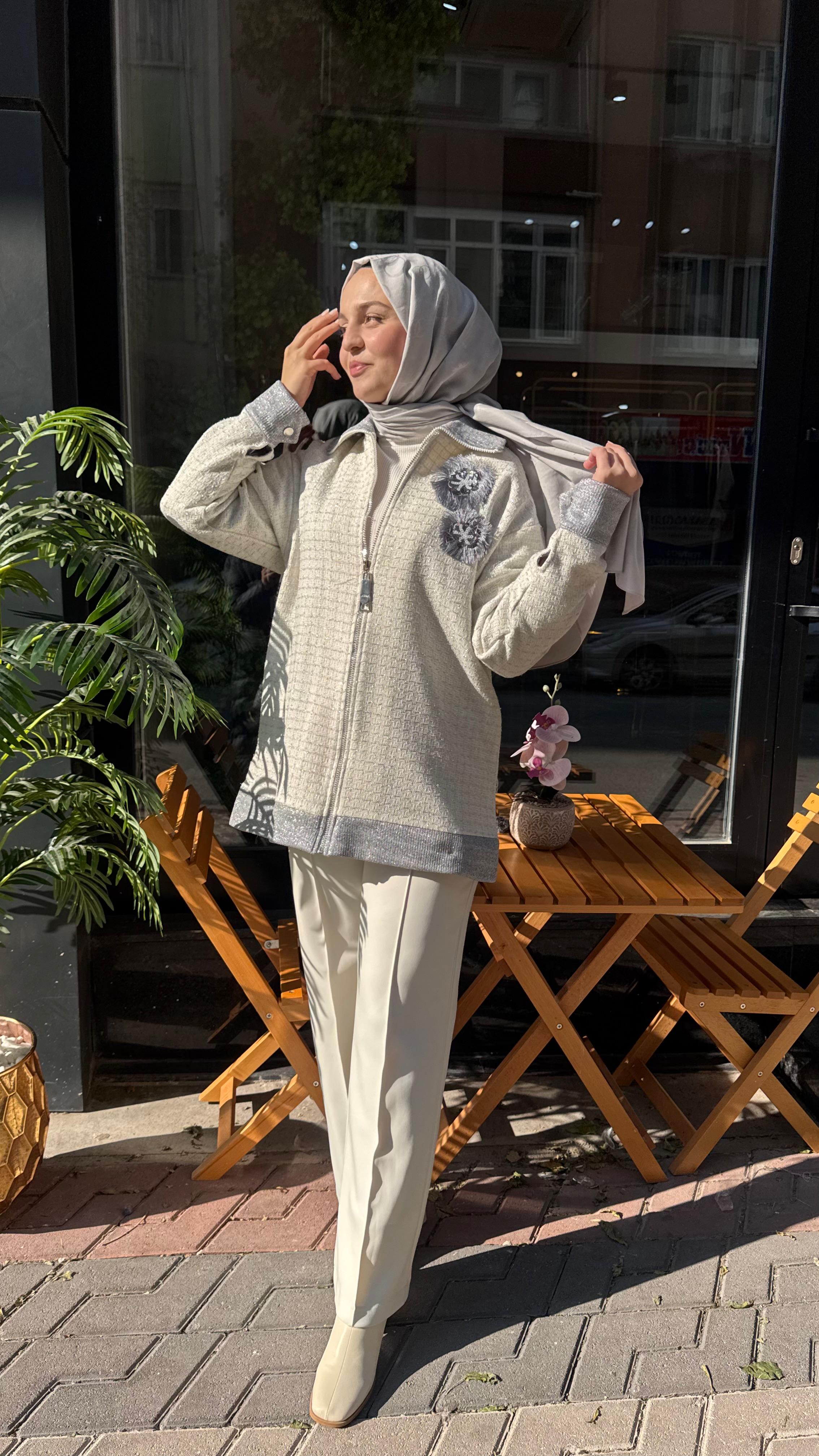 MİSSEMRAMİS Kendinden Desenli Ceket