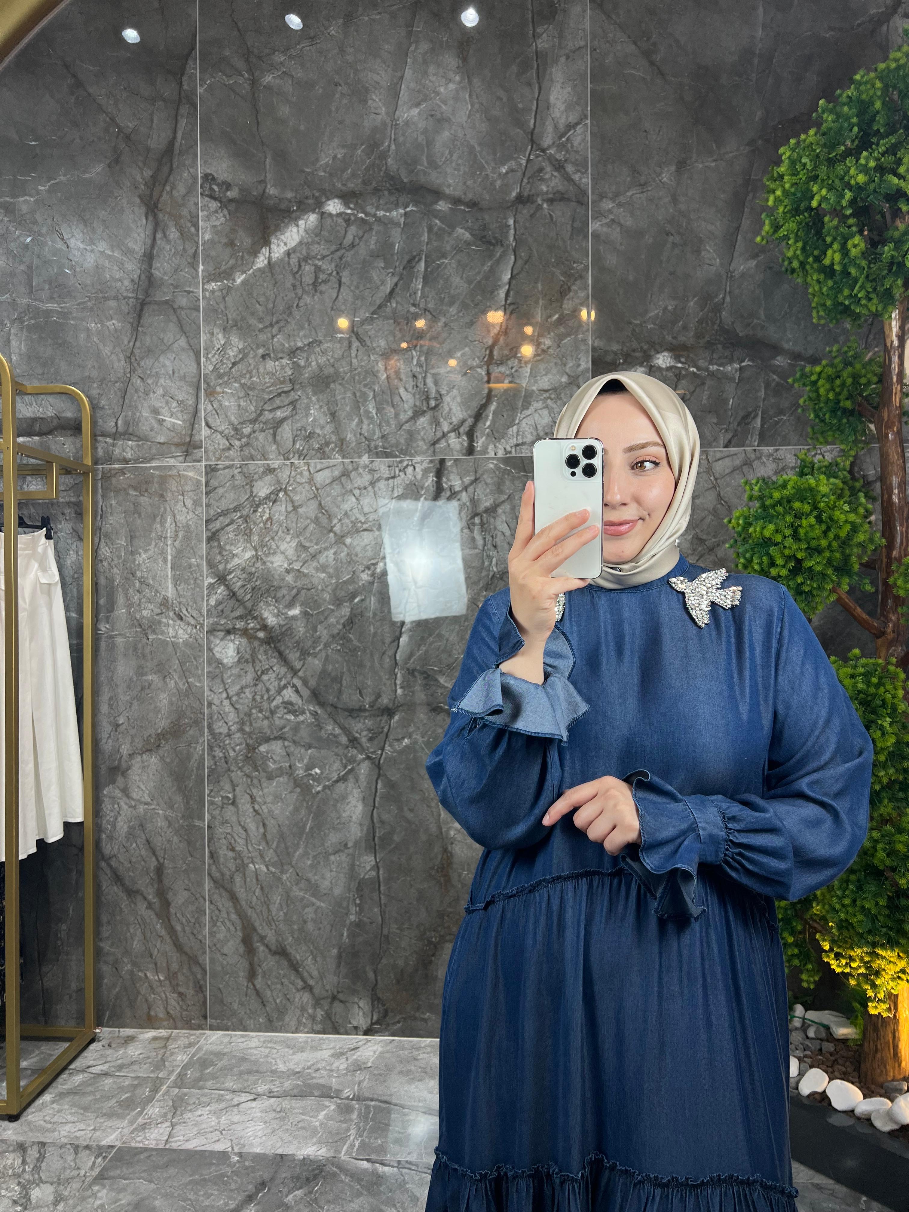 GHİSA KOT KUMAŞ ELBİSE