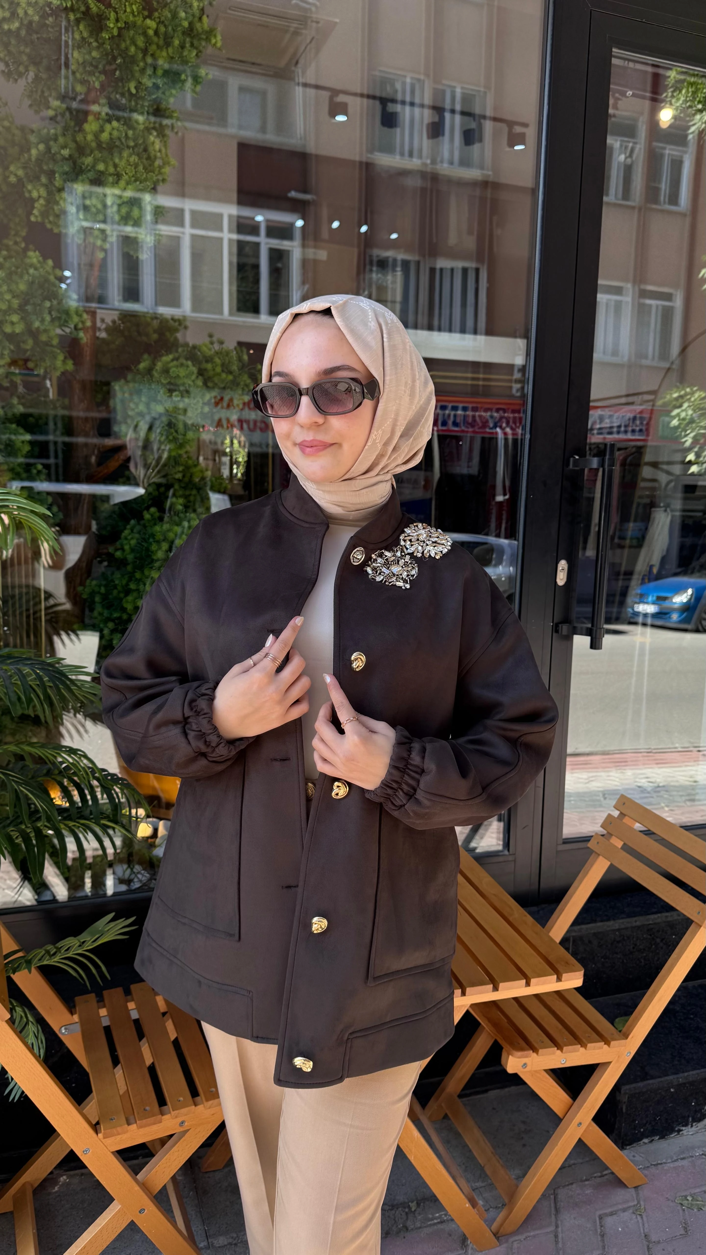 MİSSEMRAMİS TAŞ DETAYLI BOMBER CEKET