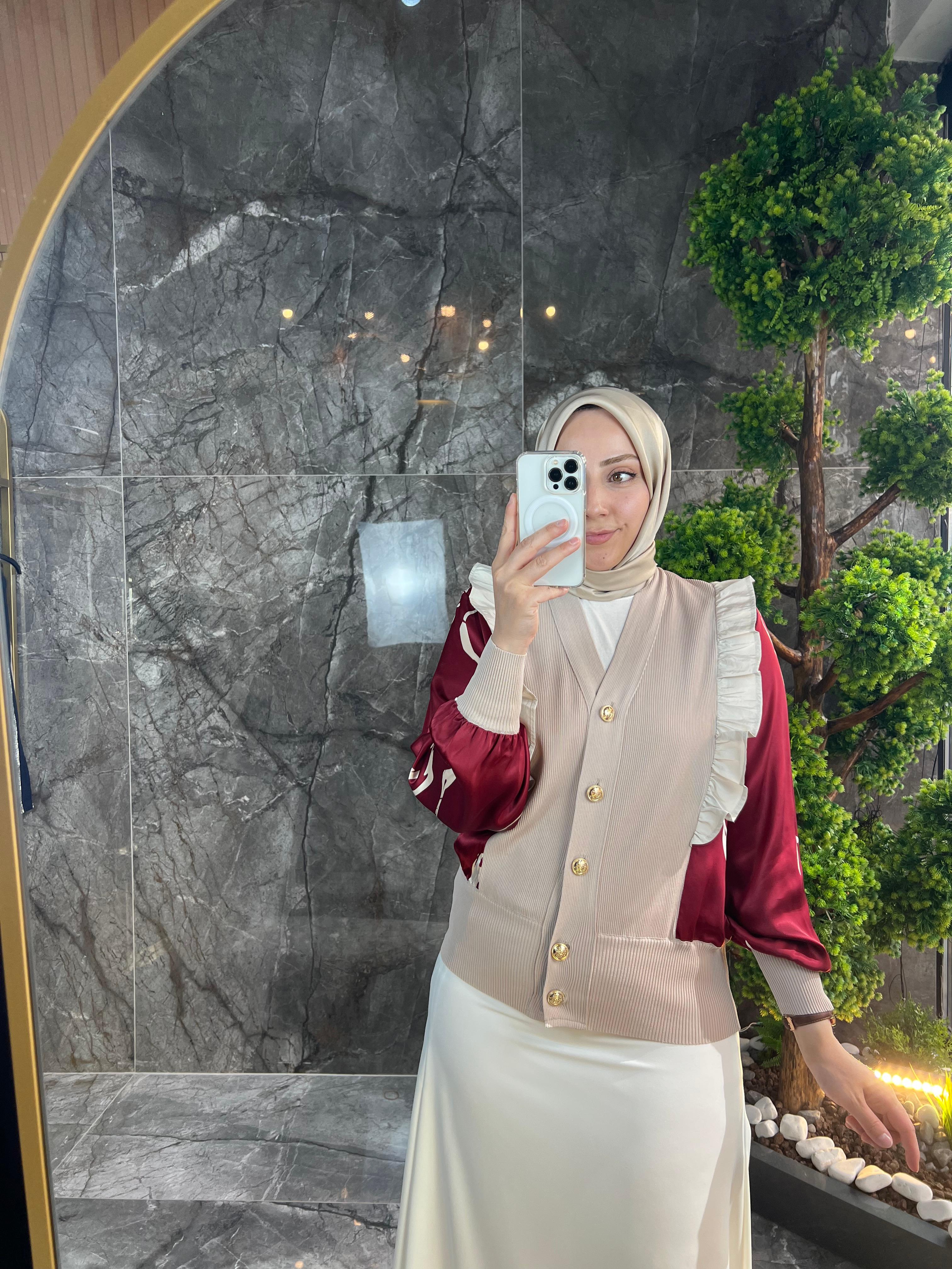 GHİSA Saten Detaylı Merserize Hırka