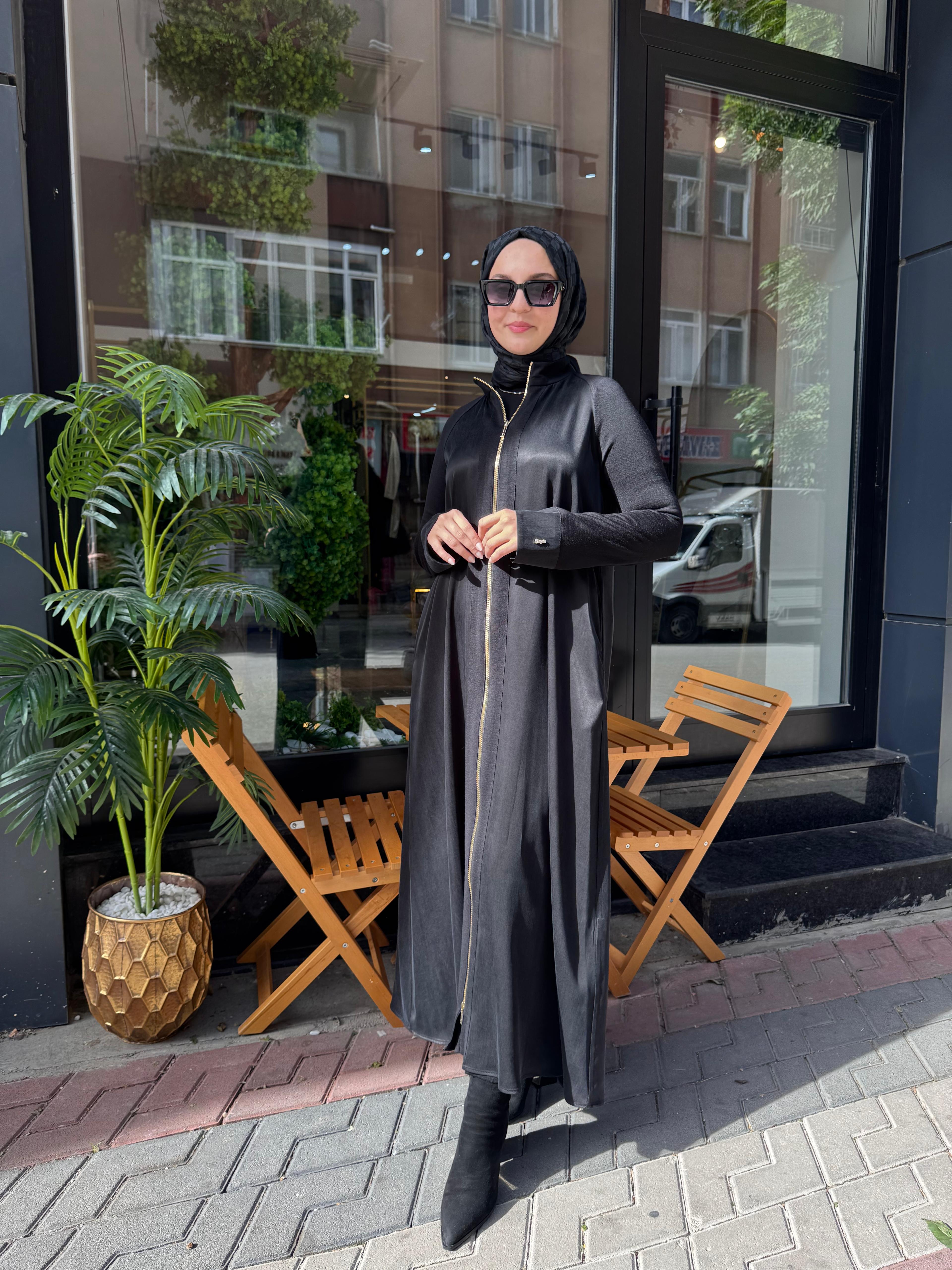 MİSS DALİDA Tam Boy İpek Qupro Giy/Çık Kap