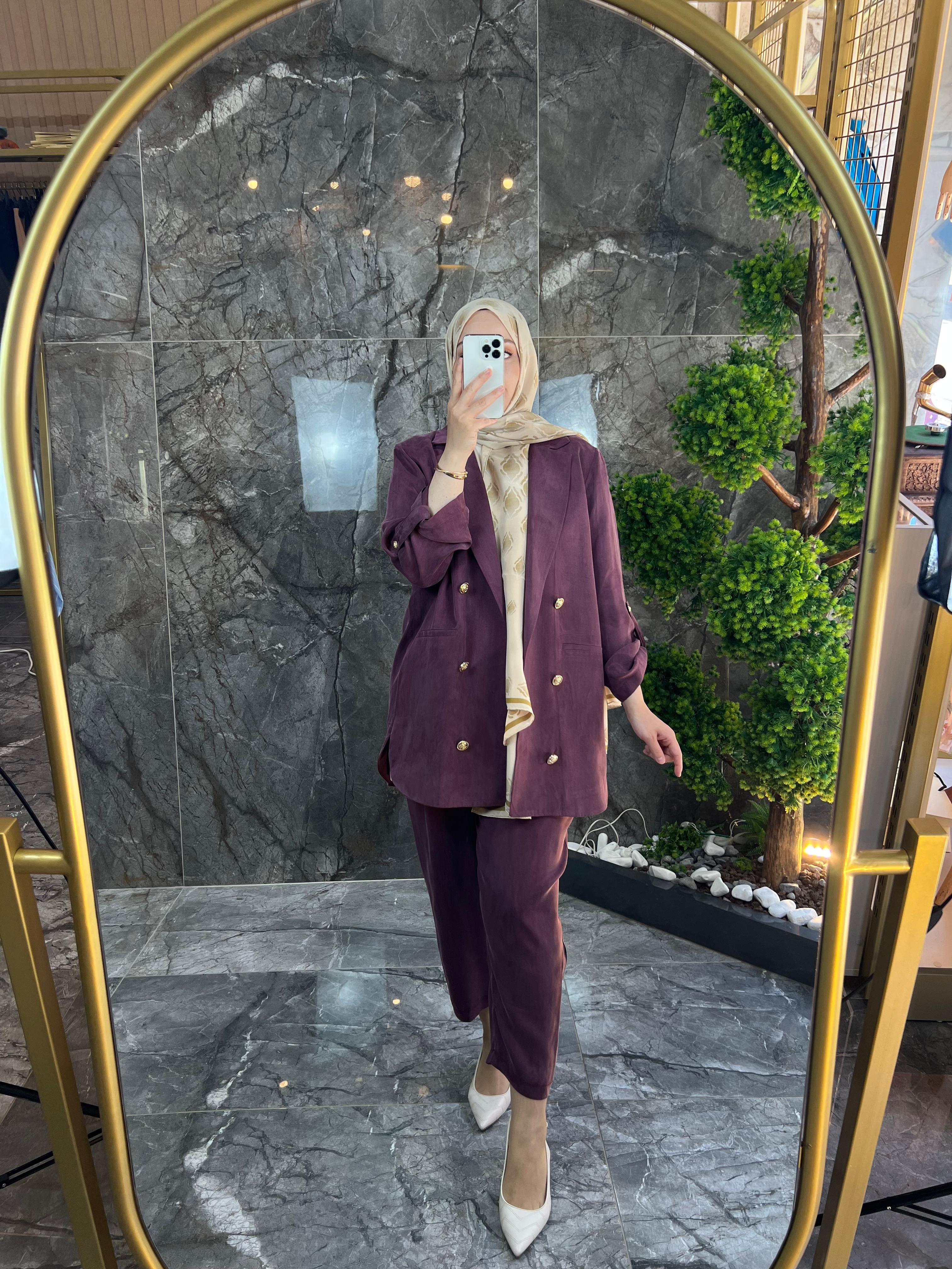 GHİSA İpek Qupro Blazer Ceketli Takım