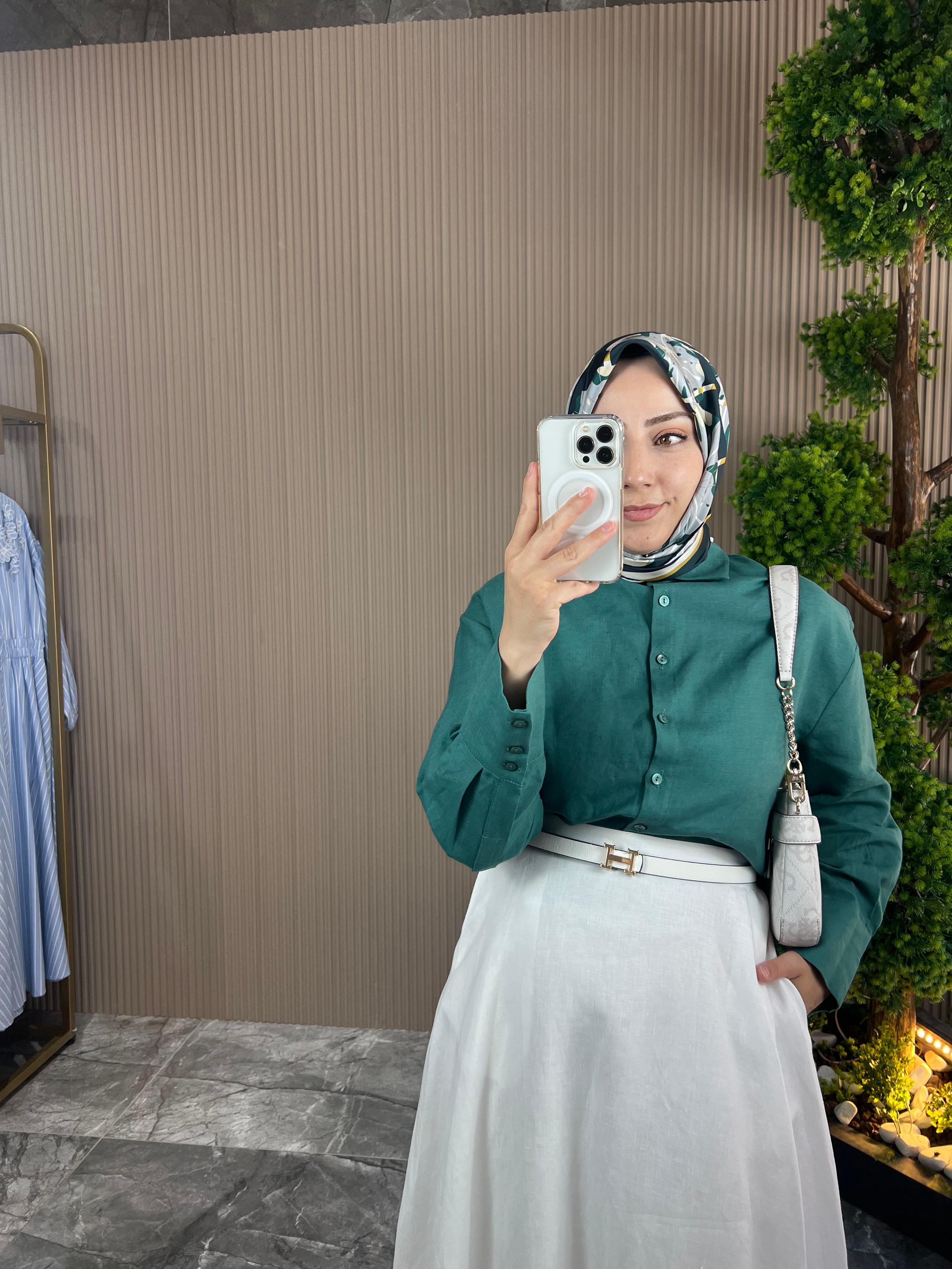 TERZİ DÜKKANI Keten Crop Gömlek 