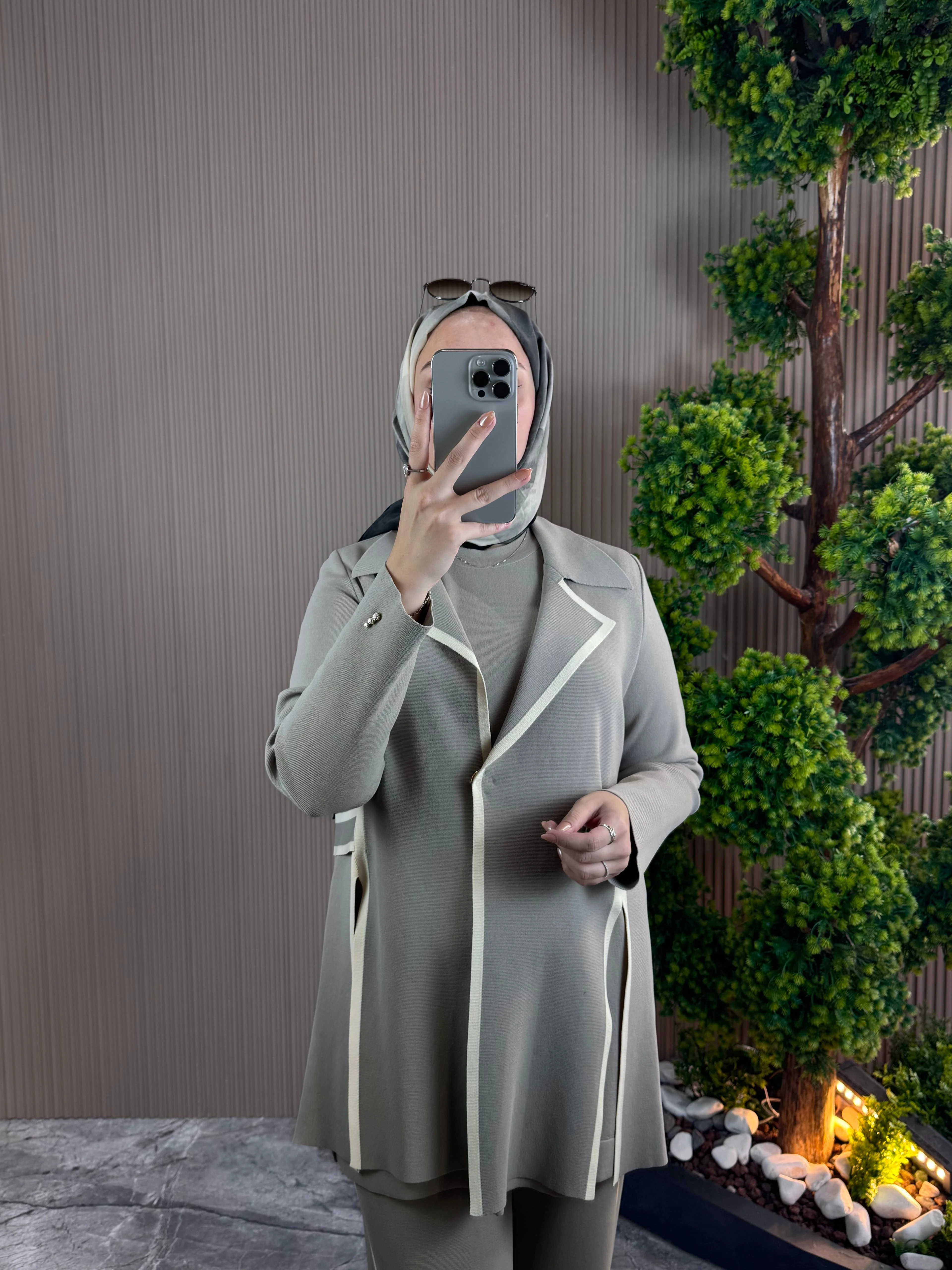 MİSS DALİDA Çelik Örme Rayon Ceket/iç bluz ve Pantolonlu Takım