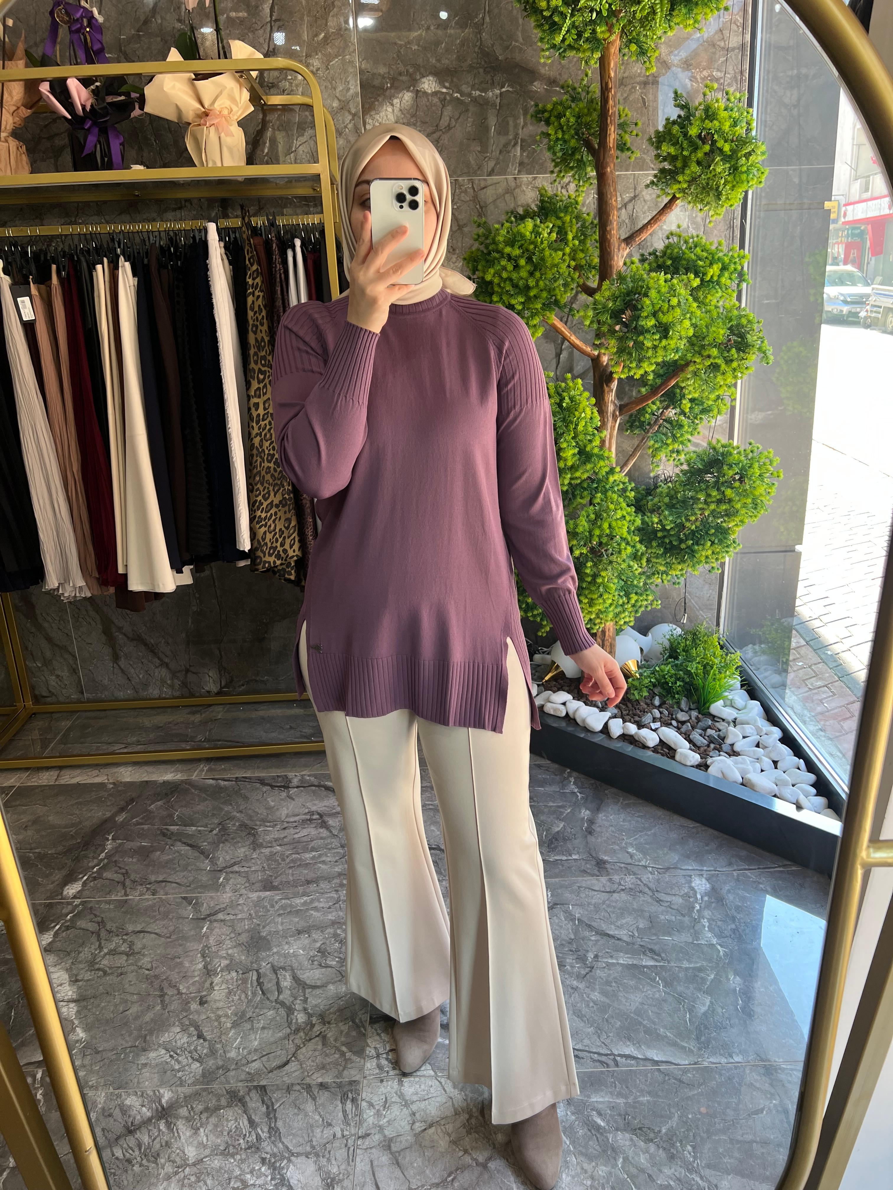 Büzgü detaylı rayon tunik