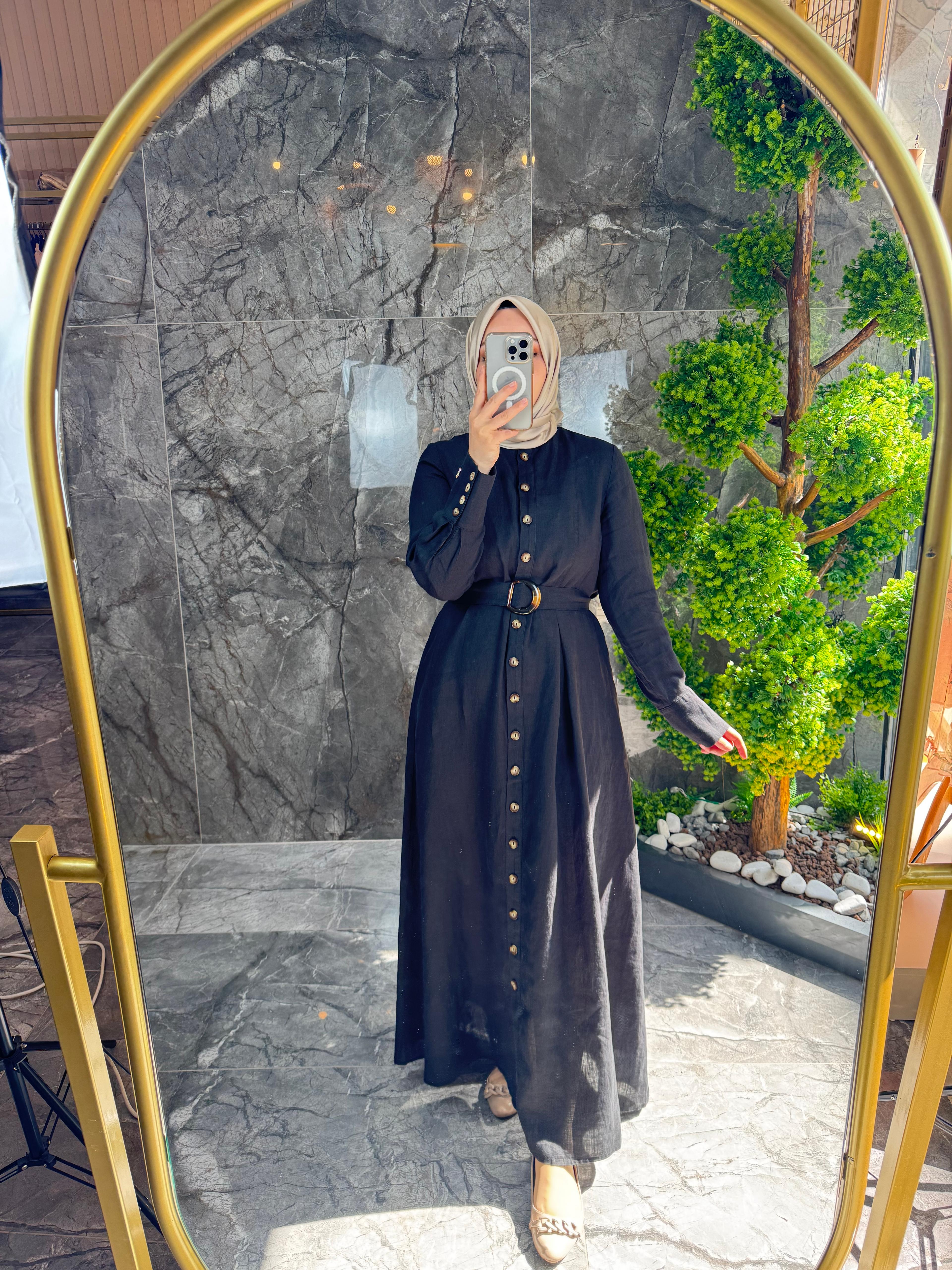 MİSS DALİDA %100 Ham Keten Elbise