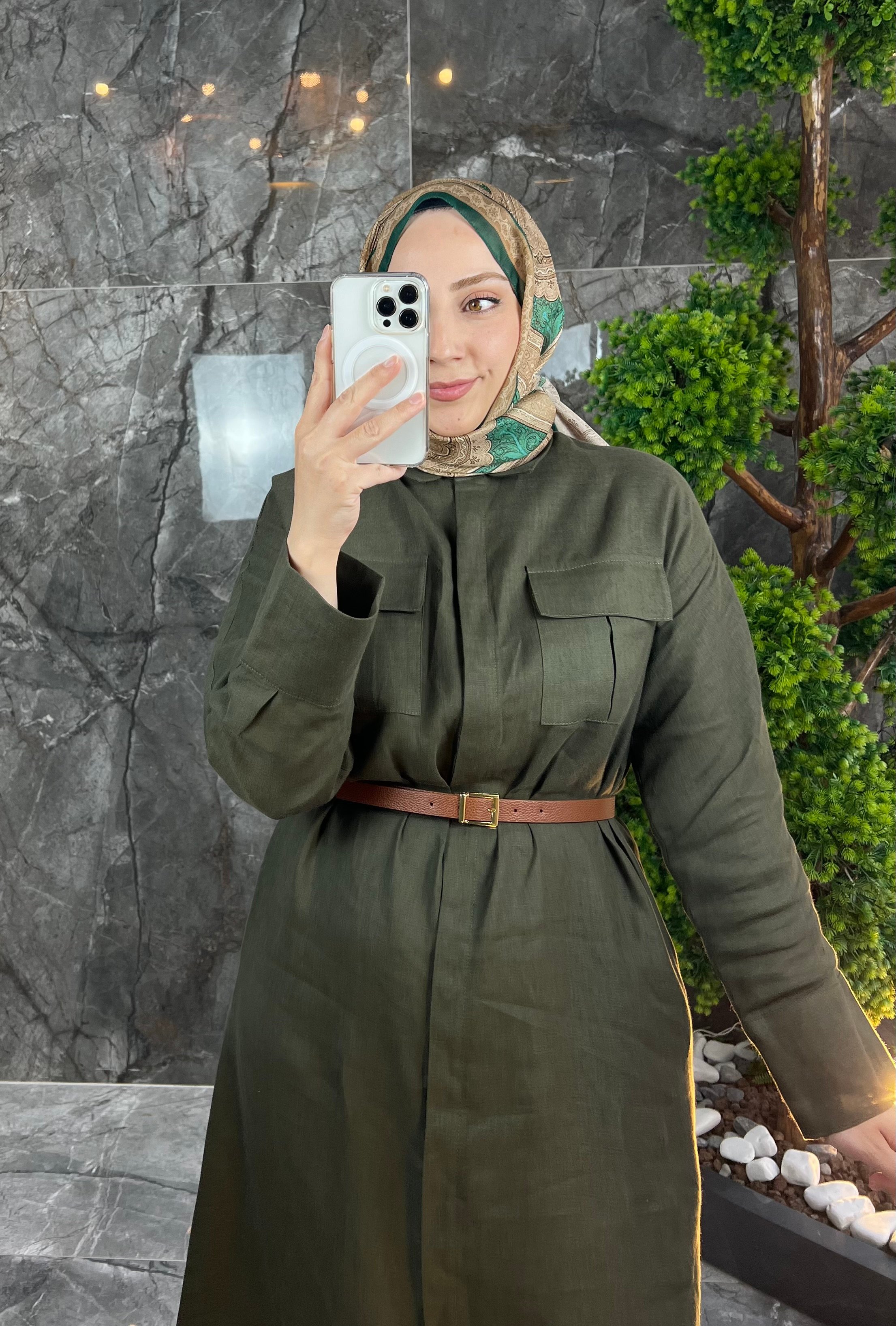 TERZİ DÜKKANI %100 Keten Gömlek Elbise