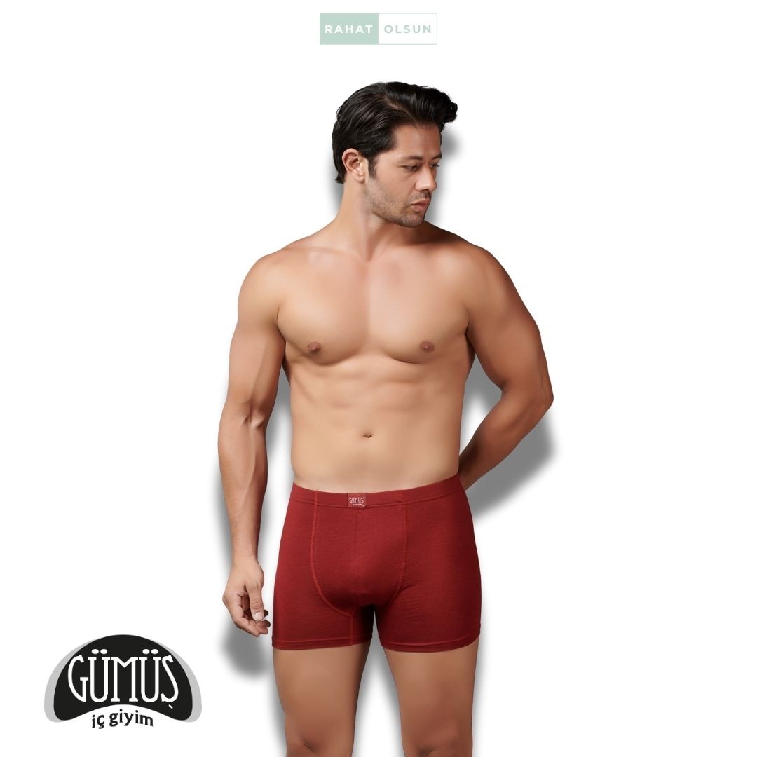 Erkek Bordo Modal Kumaş Likralı Boxer