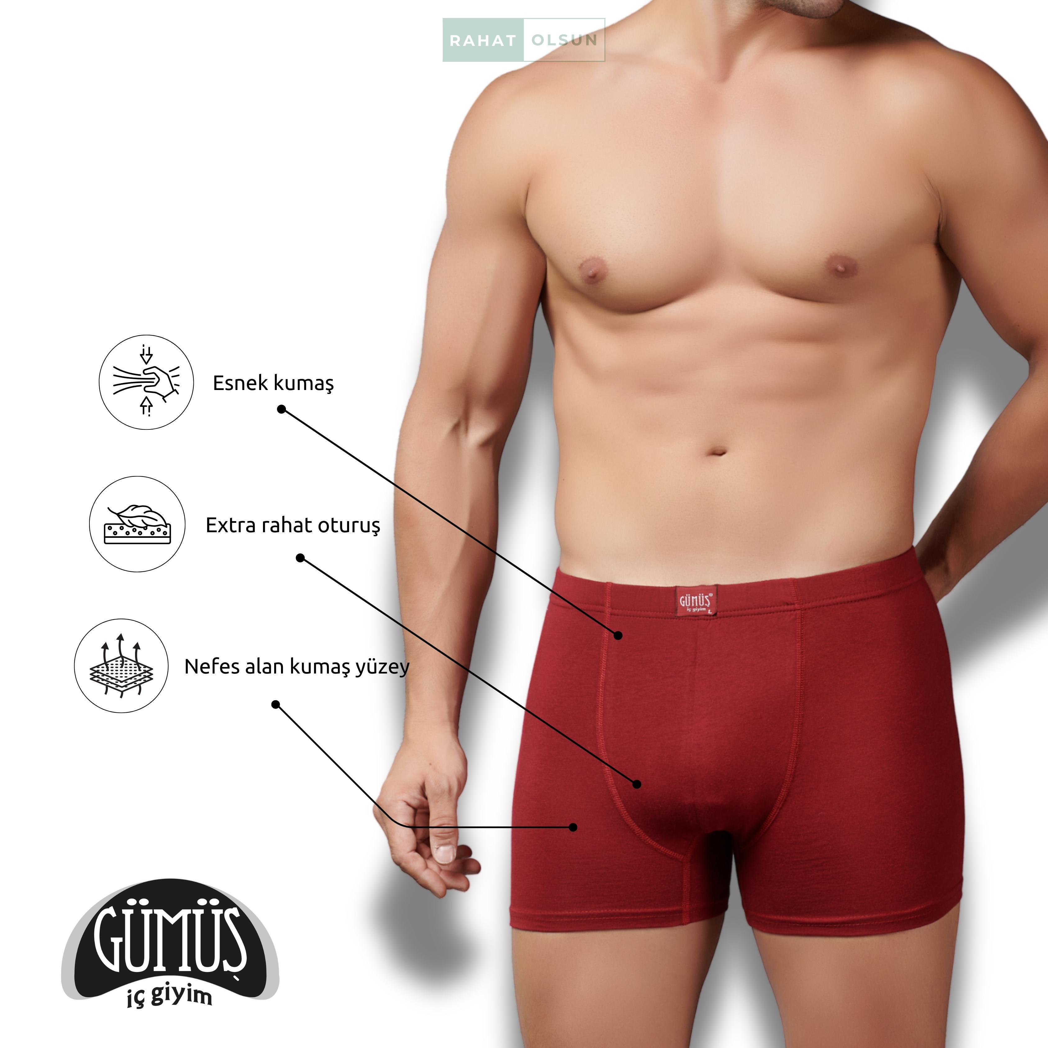 Erkek Bordo Modal Kumaş Likralı Boxer