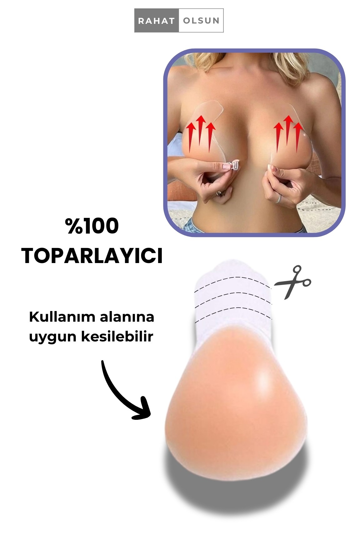 Yapışkanlı Göğüs Toparlayıcı Dikleştirici Klipsli Silikon Sütyen, Askısız Şekillendirici Et Sütyen