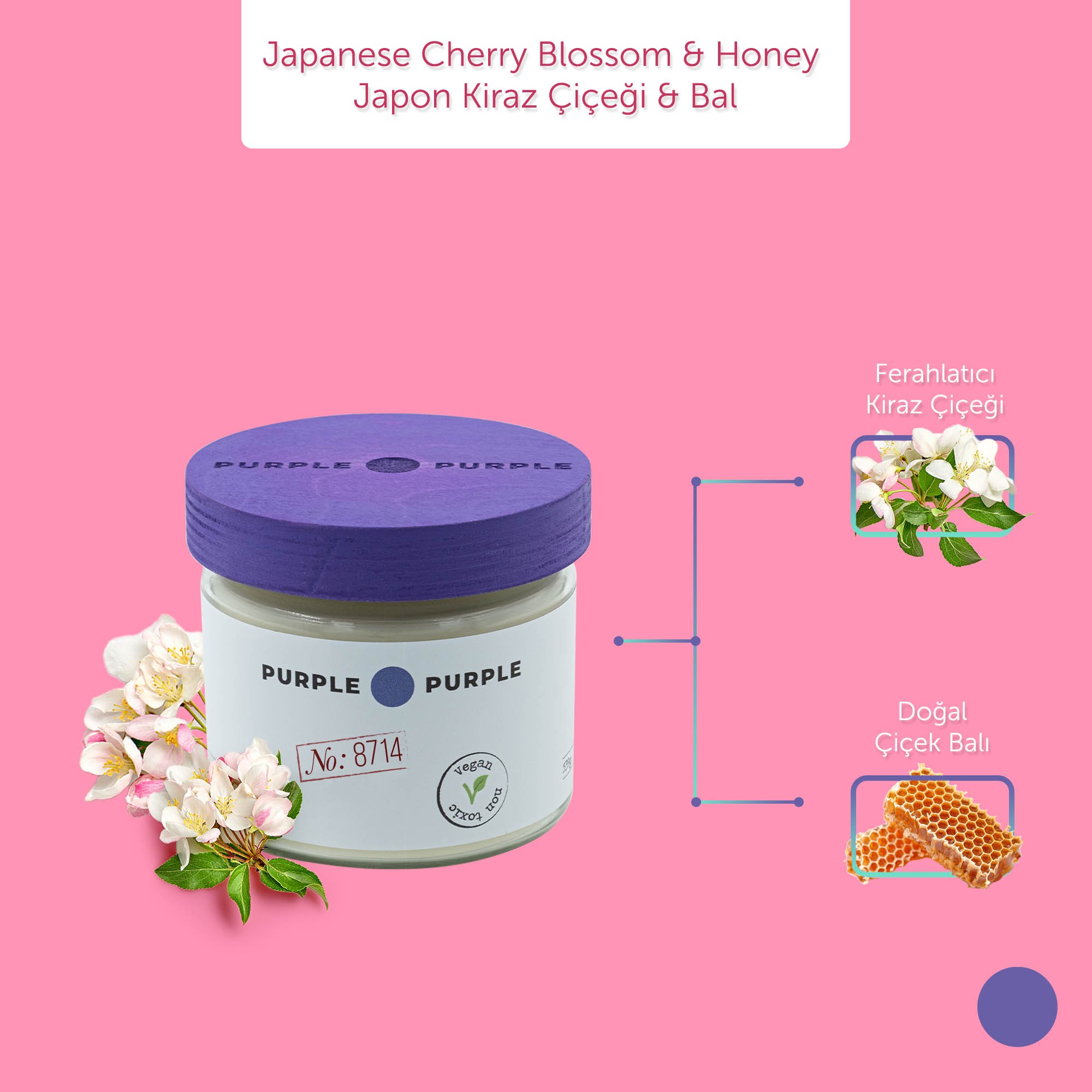 JAPANESE CHERRY BLOSSOM & HONEY Doğal Mum Seti 539g