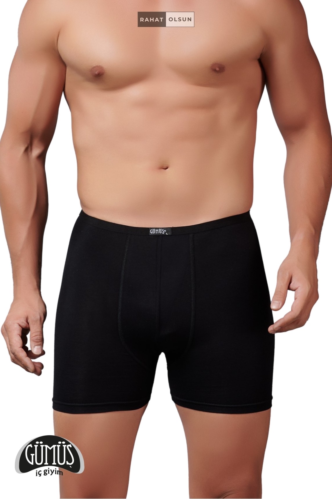 Erkek Siyah Doğal Bambu İnce Bel Likralı Boxer