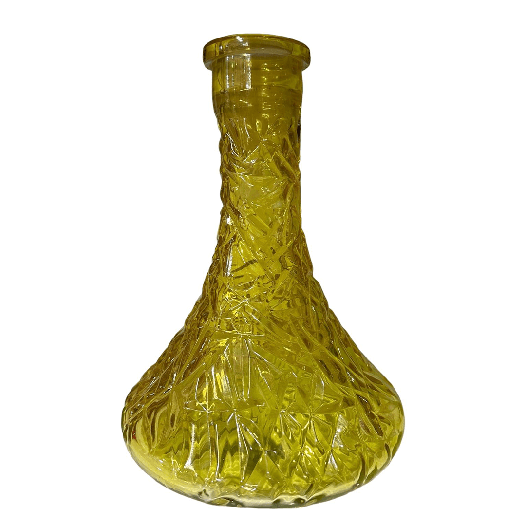Rus Tipi Kesme Desenli Sarı Nargile Şişesi