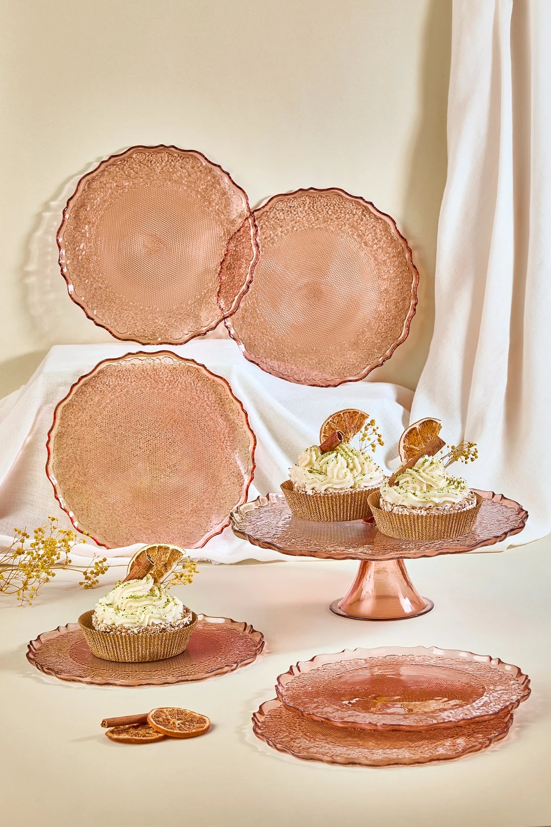 Goblen 7 Parça Pasta Servis Sunum Tabağı Seti