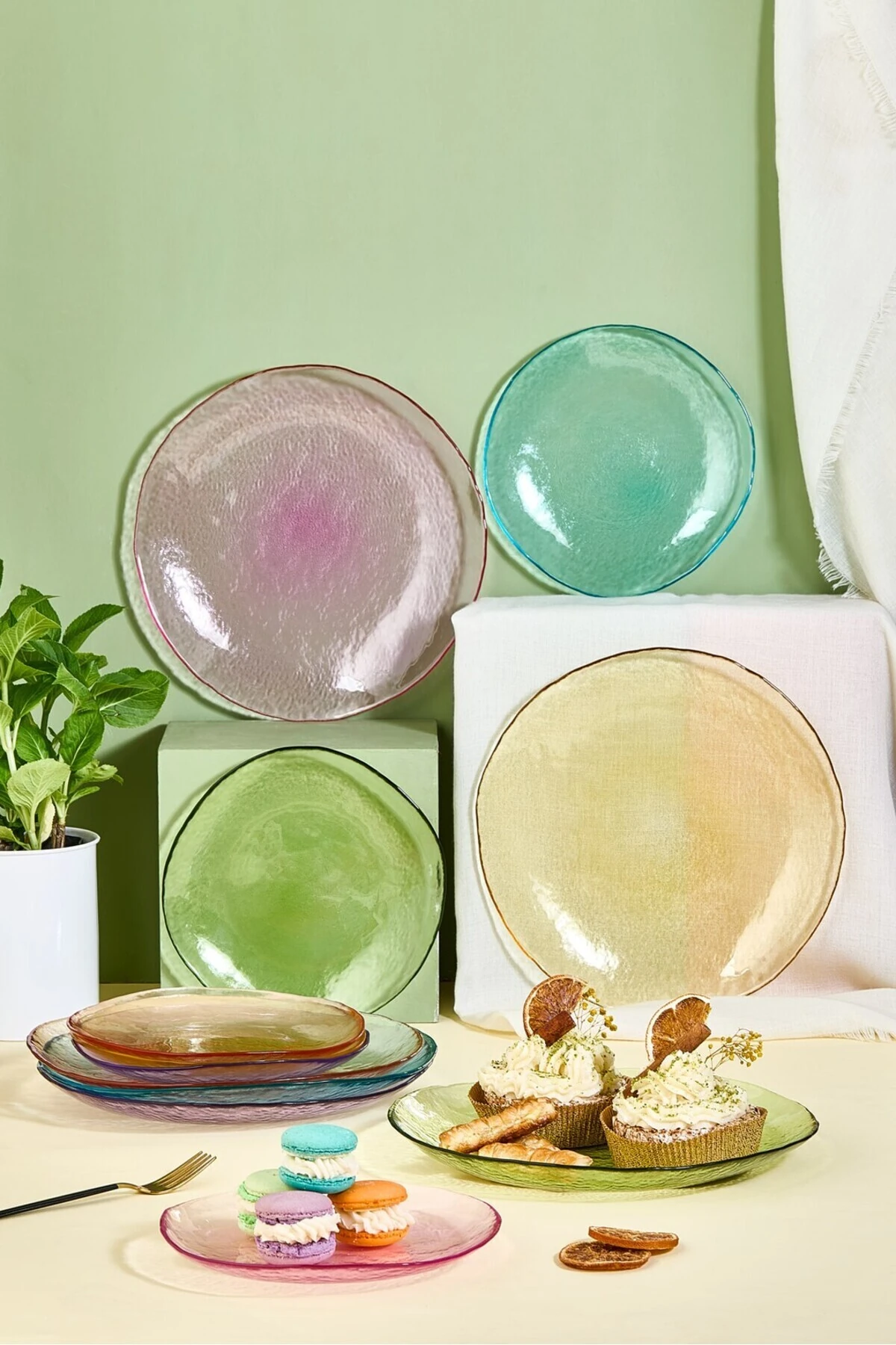 Flare 12 Parça Renkli Servis Tabağı Ve Pasta Tabağı Seti