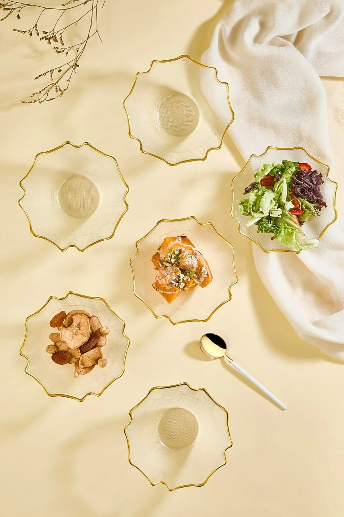 Bloom 6 Parça Cam Salata/tatlı Kasesi Set